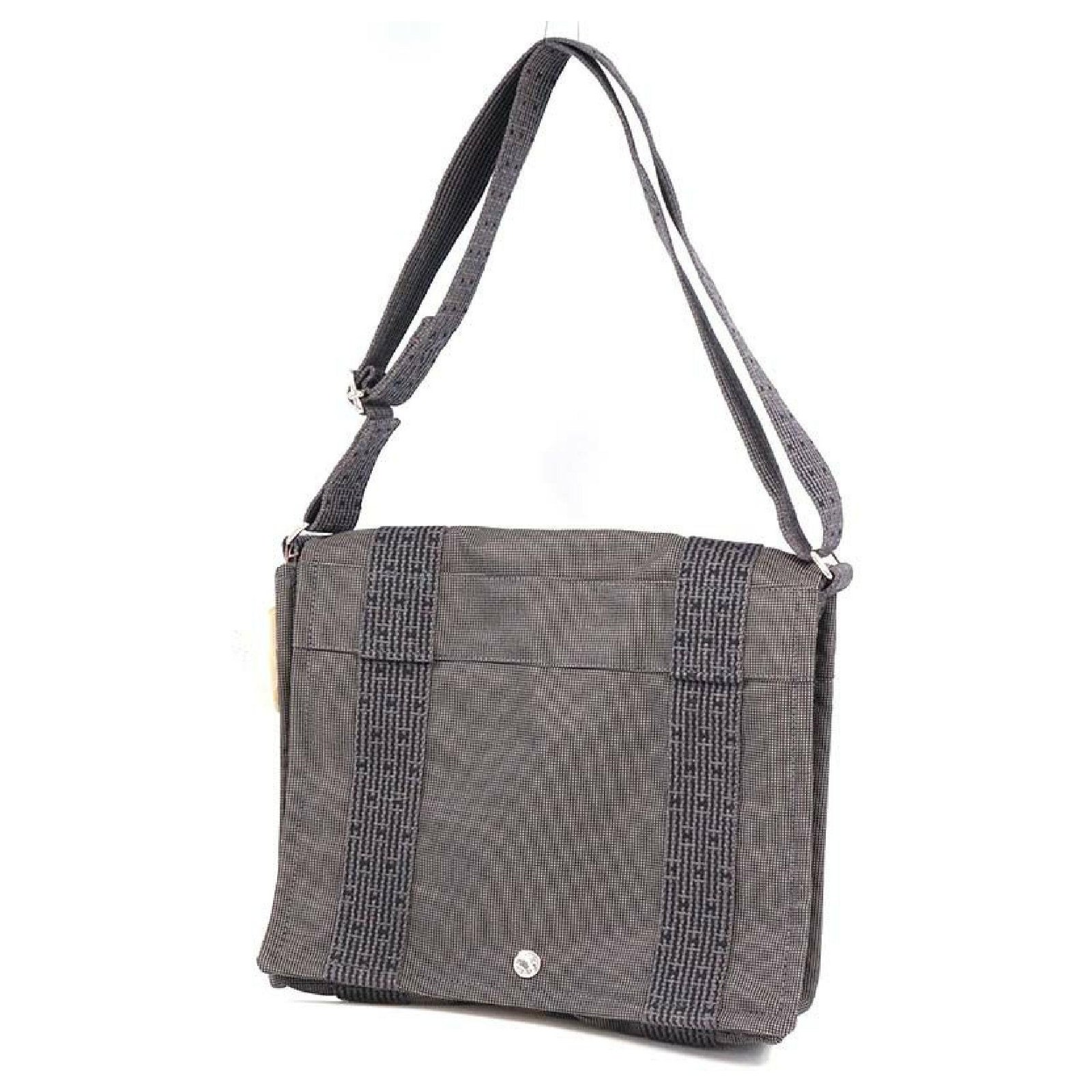 HERMES Canvas Herline PM Tote Grey 1257715