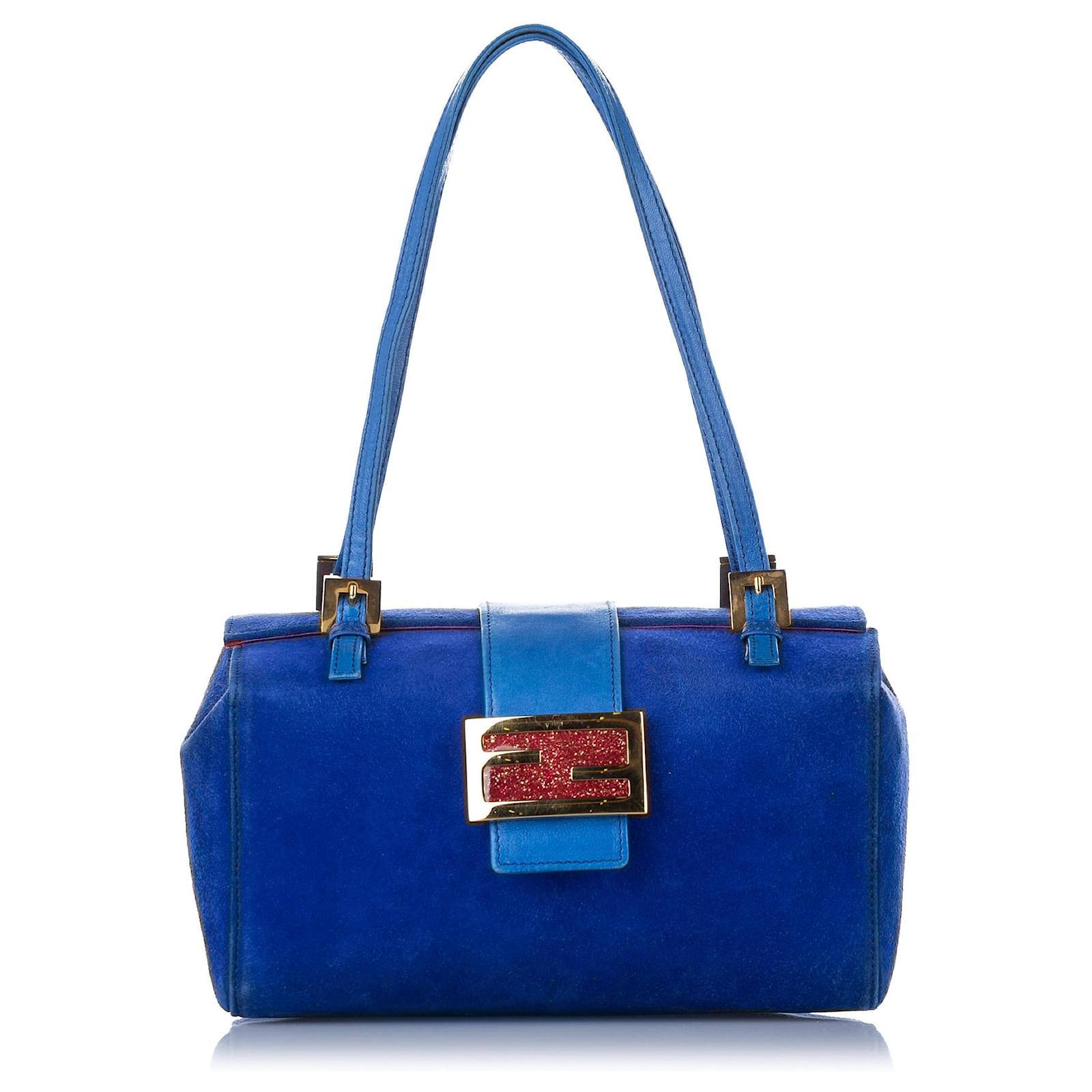 Peekaboo Regular Donna | Fendi Borsa in velluto blu Blu \u003c Moden Progetti