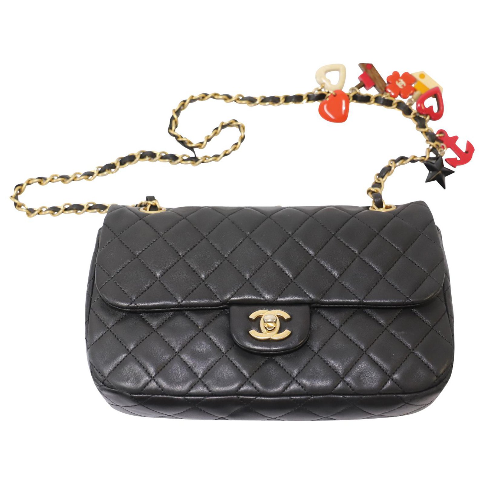 Chanel Marine Charms Lambskin Flap Bag Black Leather ref.300668
