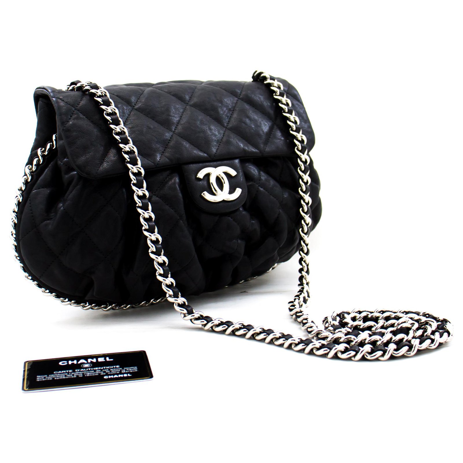 CHANEL Chain Around Shoulder Bag Crossbody Black calf leather Leather  ref.300836 - Joli Closet