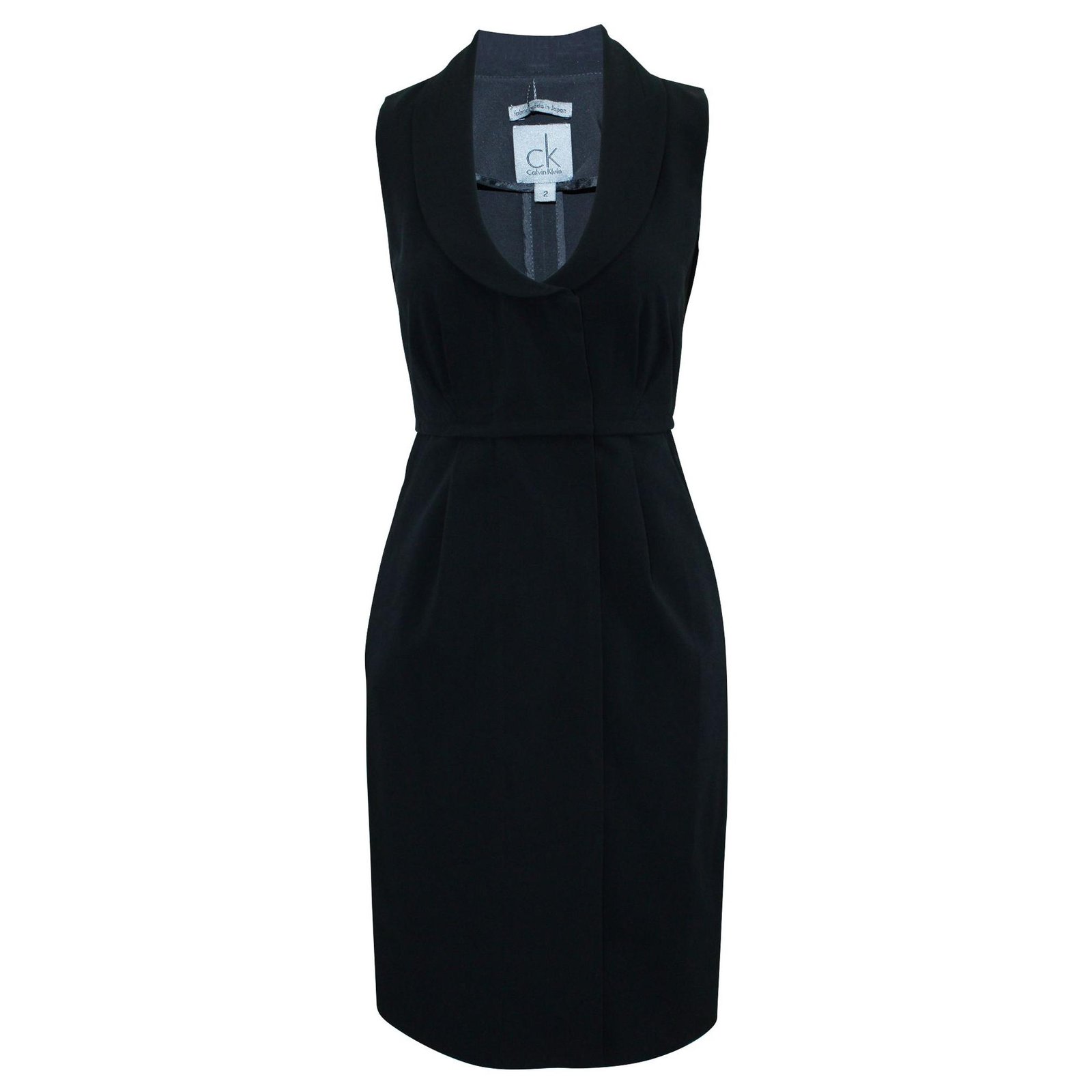 Calvin Klein Vestido negro clásico con escote redondo Poliéster