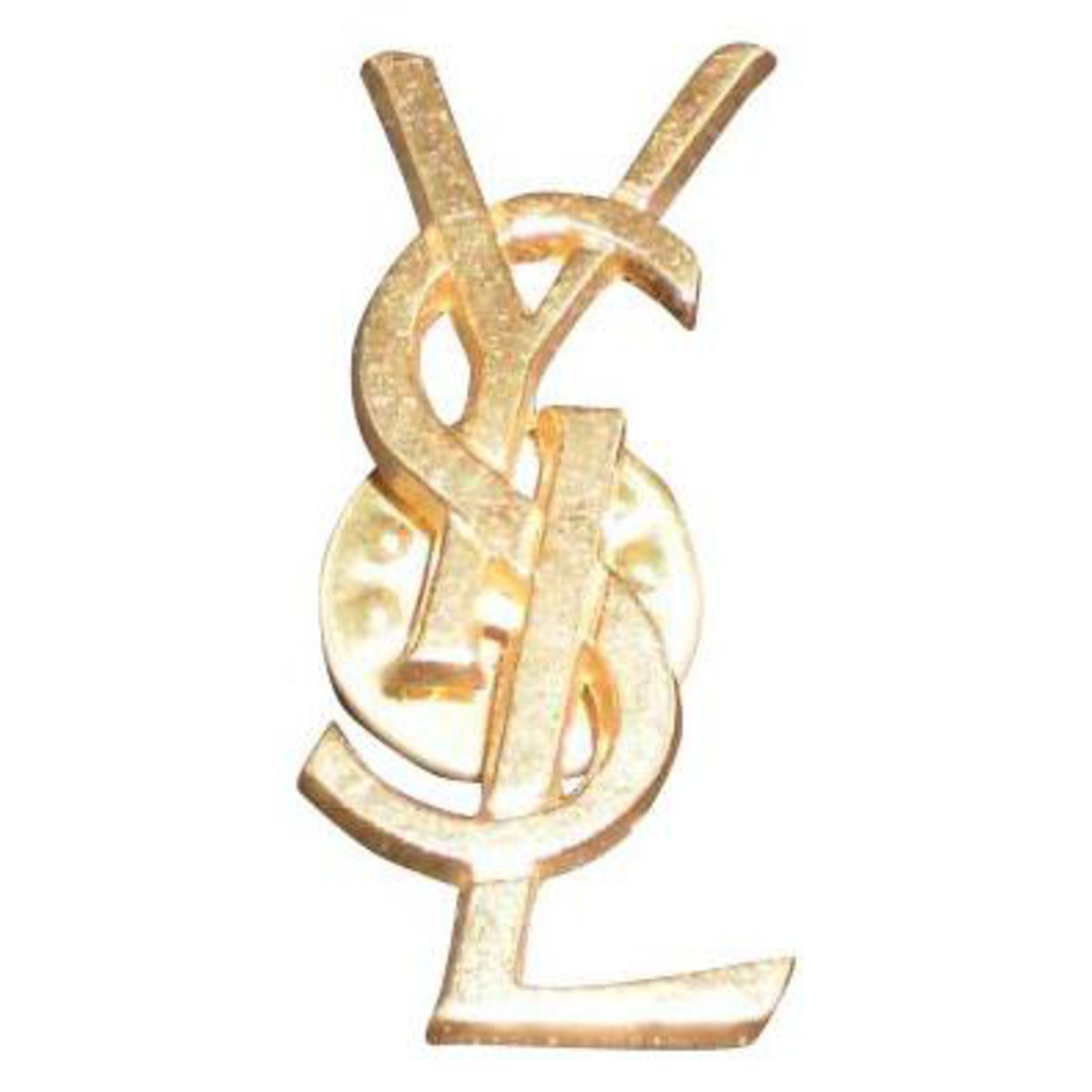 SOLD OUT】YSL Yves Saint Laurent Vintage Gold Tone Logo Brooch Pin