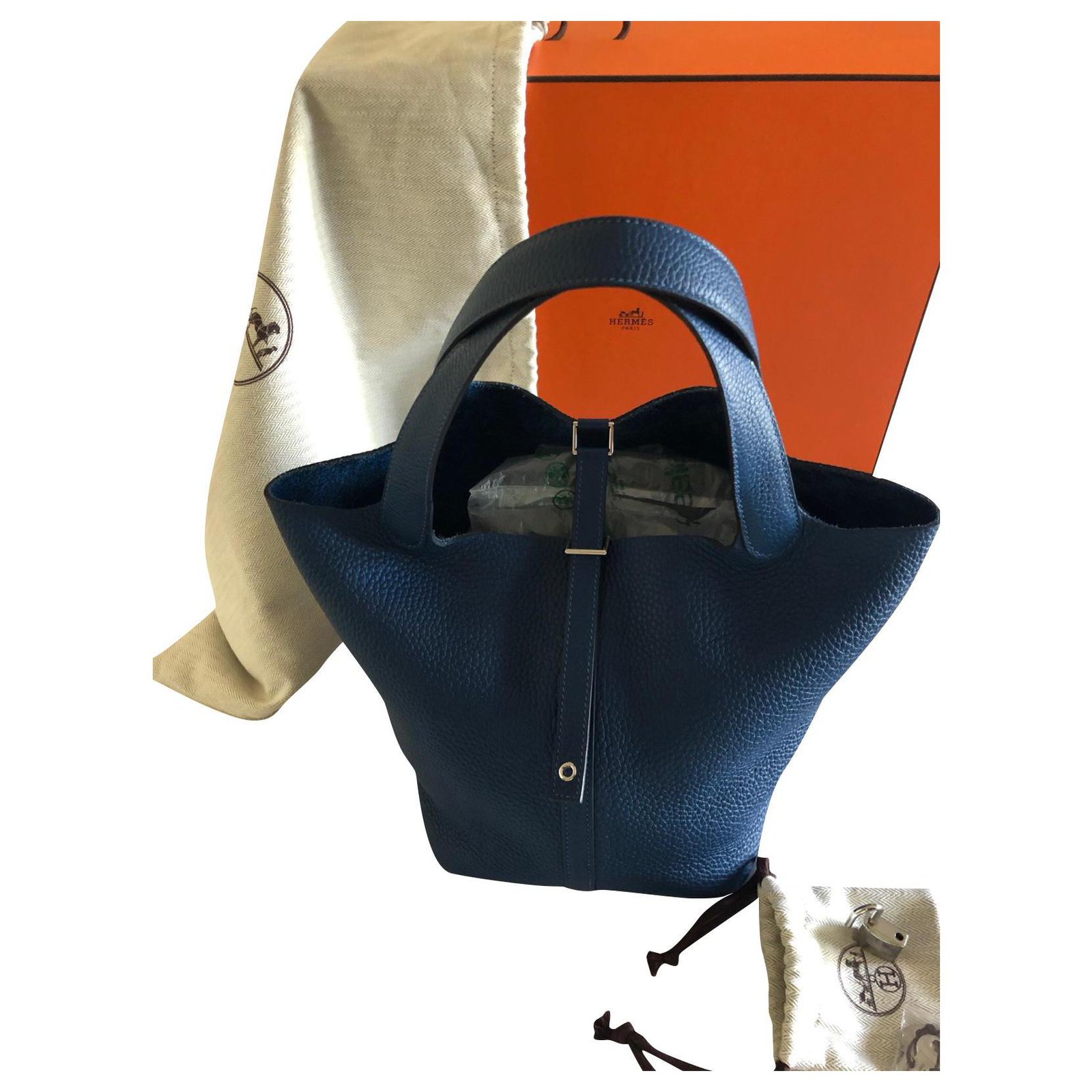 Hermès Picotin Lock 22 new + organize bag Blue Leather ref.301758 - Joli  Closet