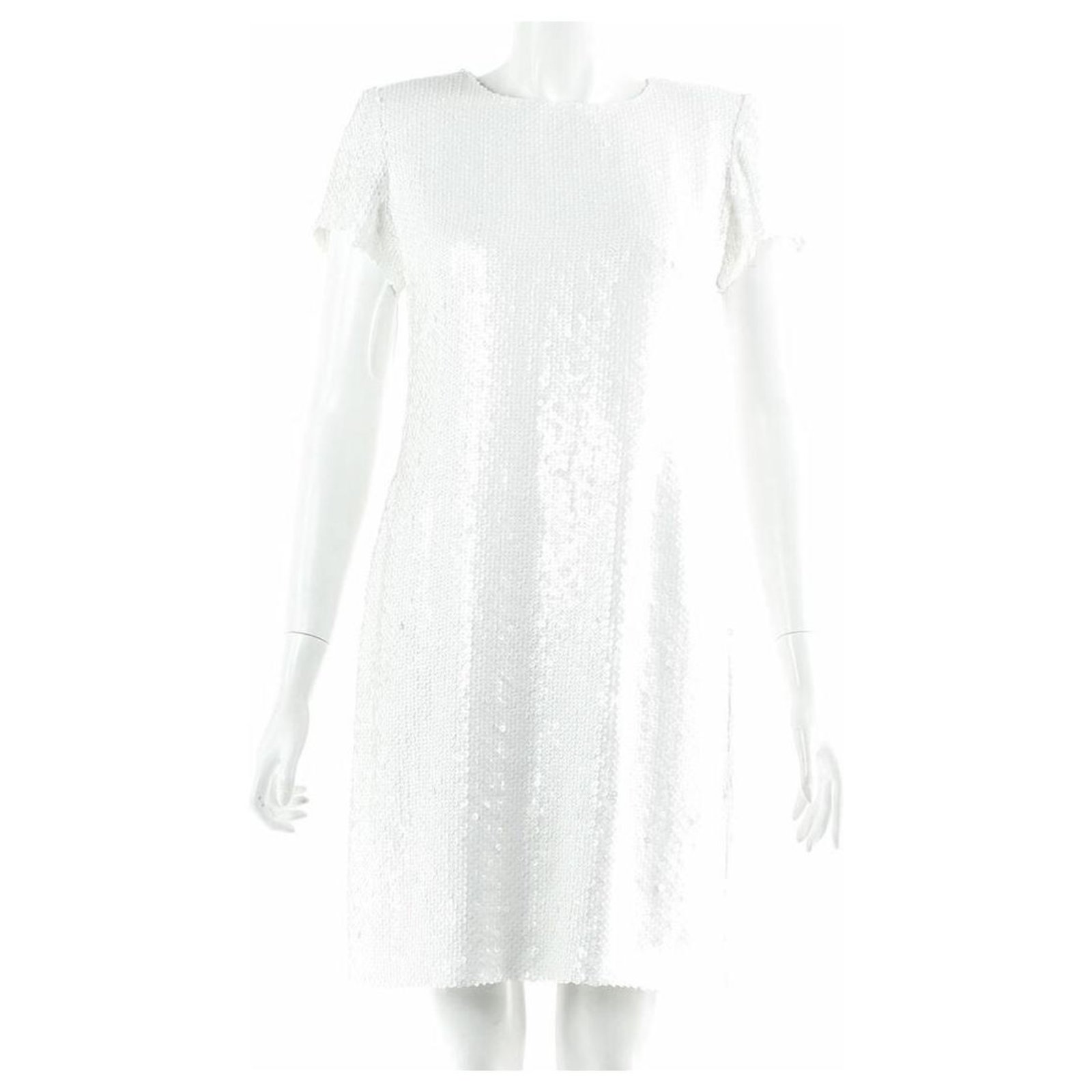 Chanel SS18 White Sequin Dress Silk ref.302450 - Joli Closet