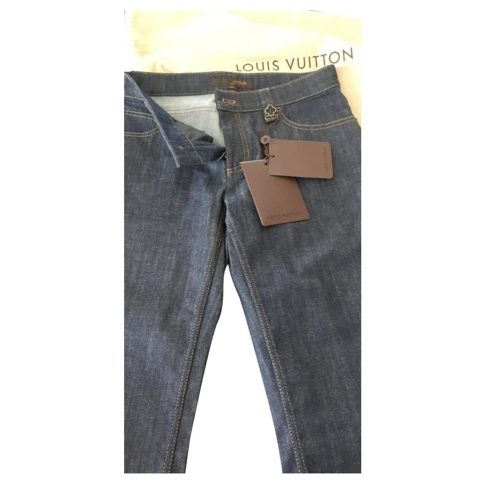 Louis Vuitton Pants, leggings Navy blue Cotton ref.302517 - Joli Closet