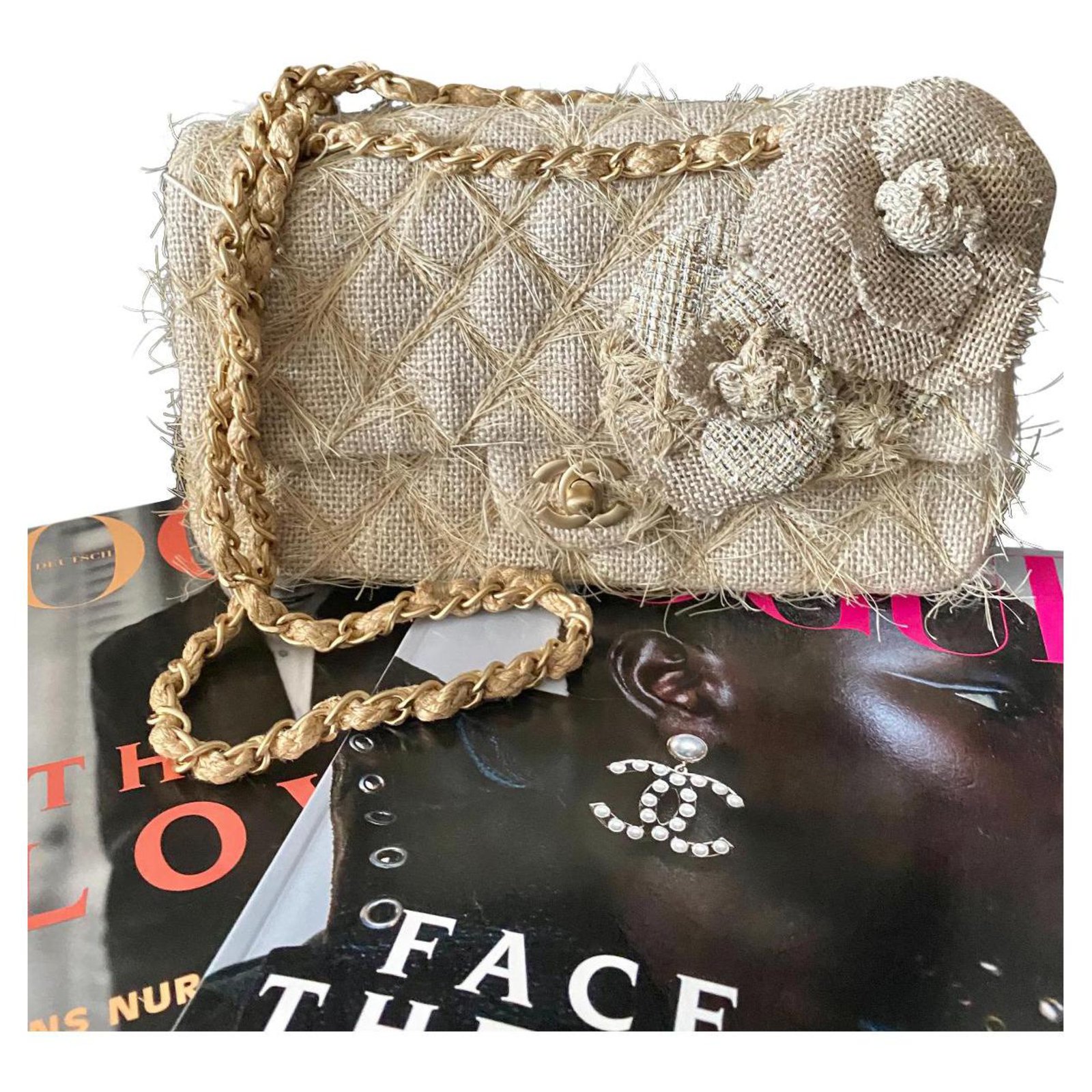 Chanel Black Wool Tweed & Strass Crystal Medium Double Flap Bag, Lot  #58007