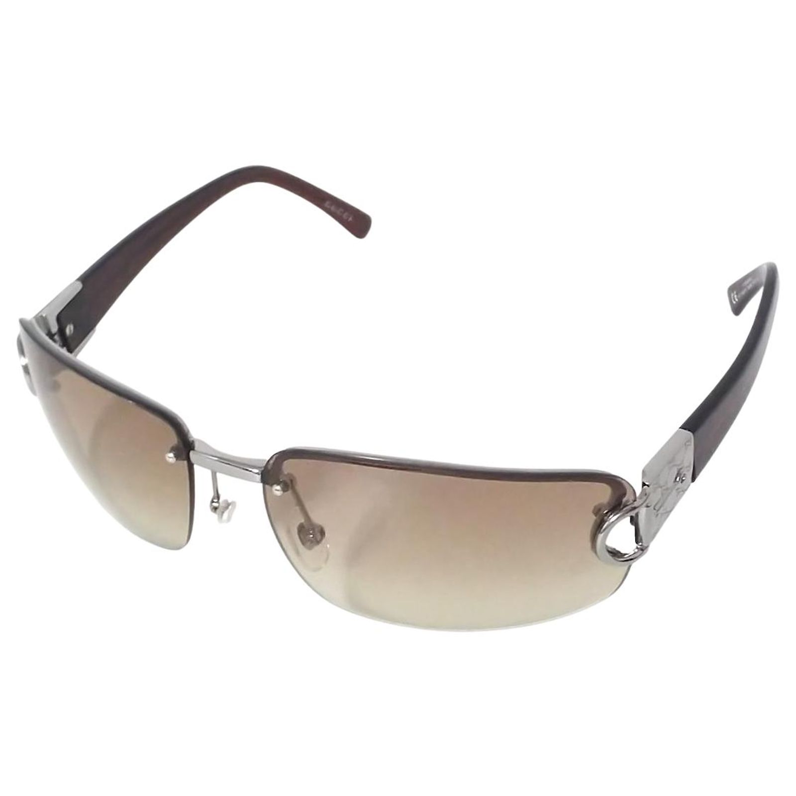GUCCI Sunglasses plastic Beige Auth BA12850 Vintage Gucci Oversized Sunglasses Black Beige Plastic ref  main image 2