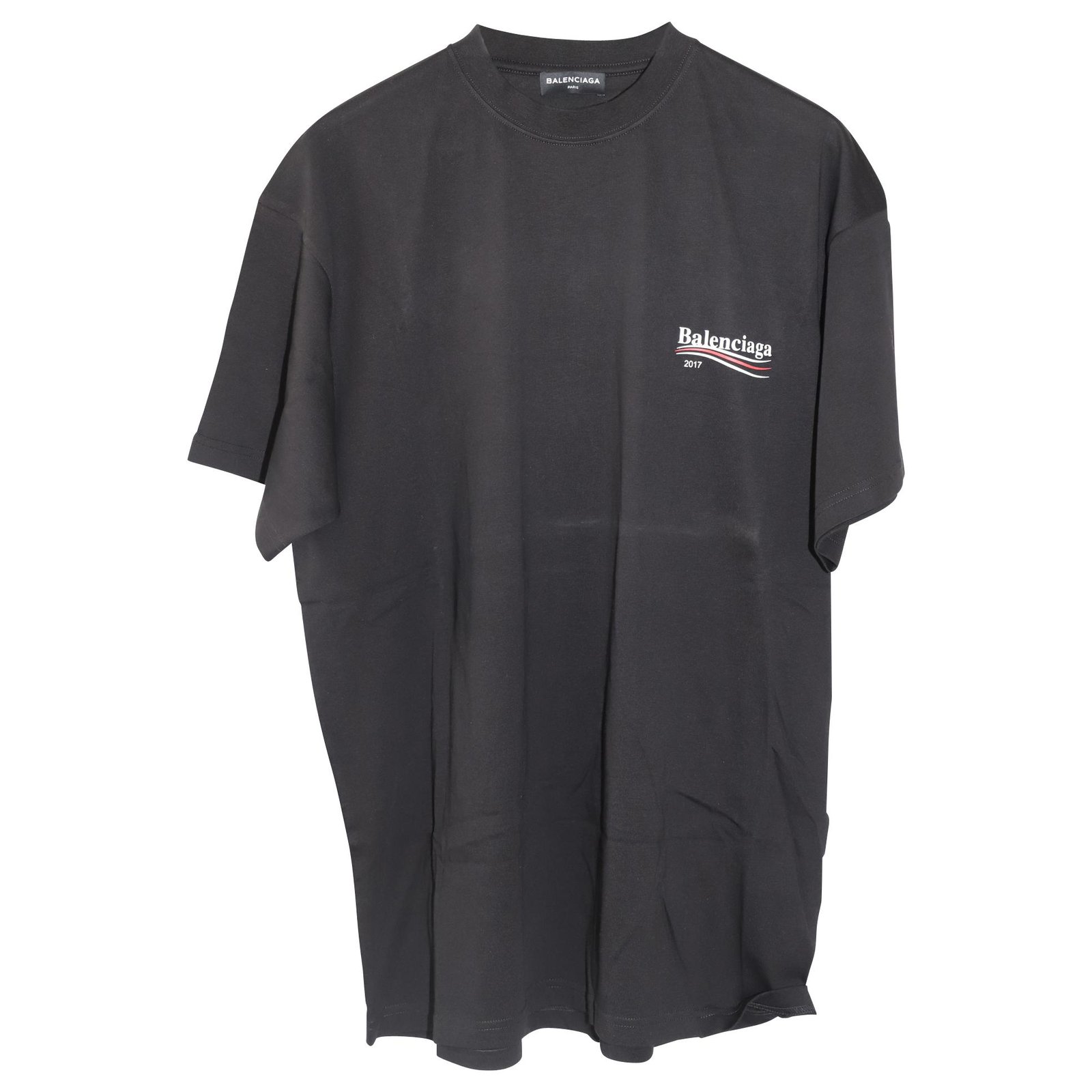 Black 2017 Logo Printed Oversized T-Shirt Cotton - Closet