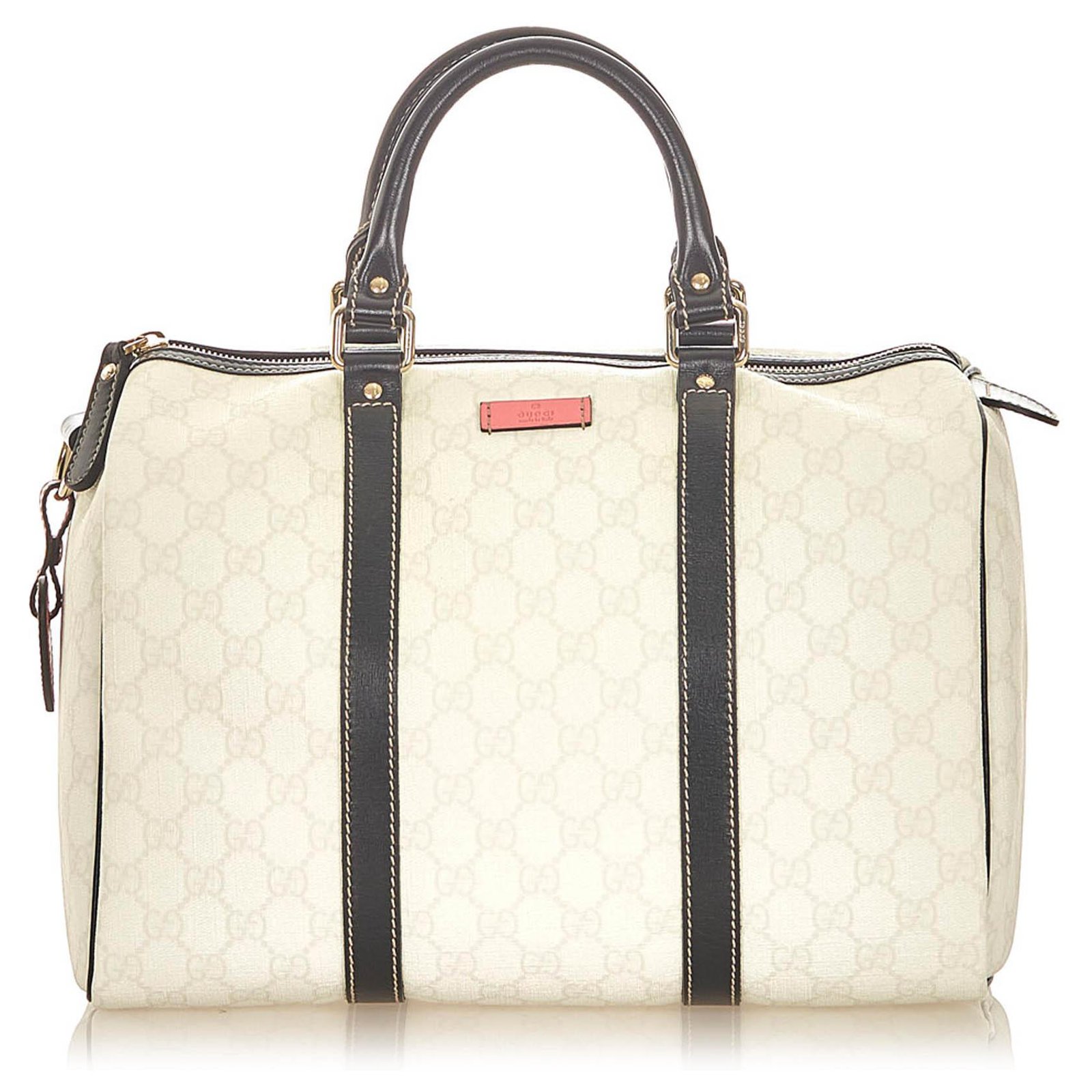 Gucci GG Supreme White Patent Leather Medium Joy Boston Bag