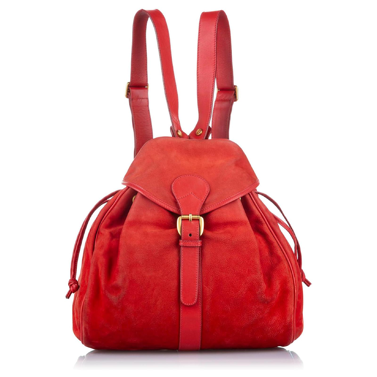 red suede backpack