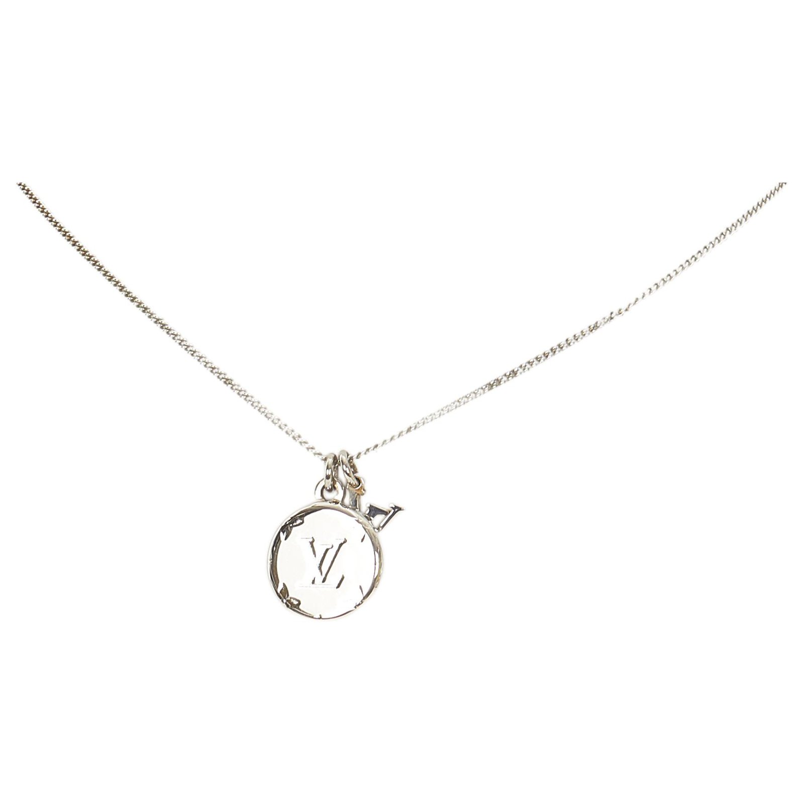 Louis Vuitton Silver LV Pendant Necklace