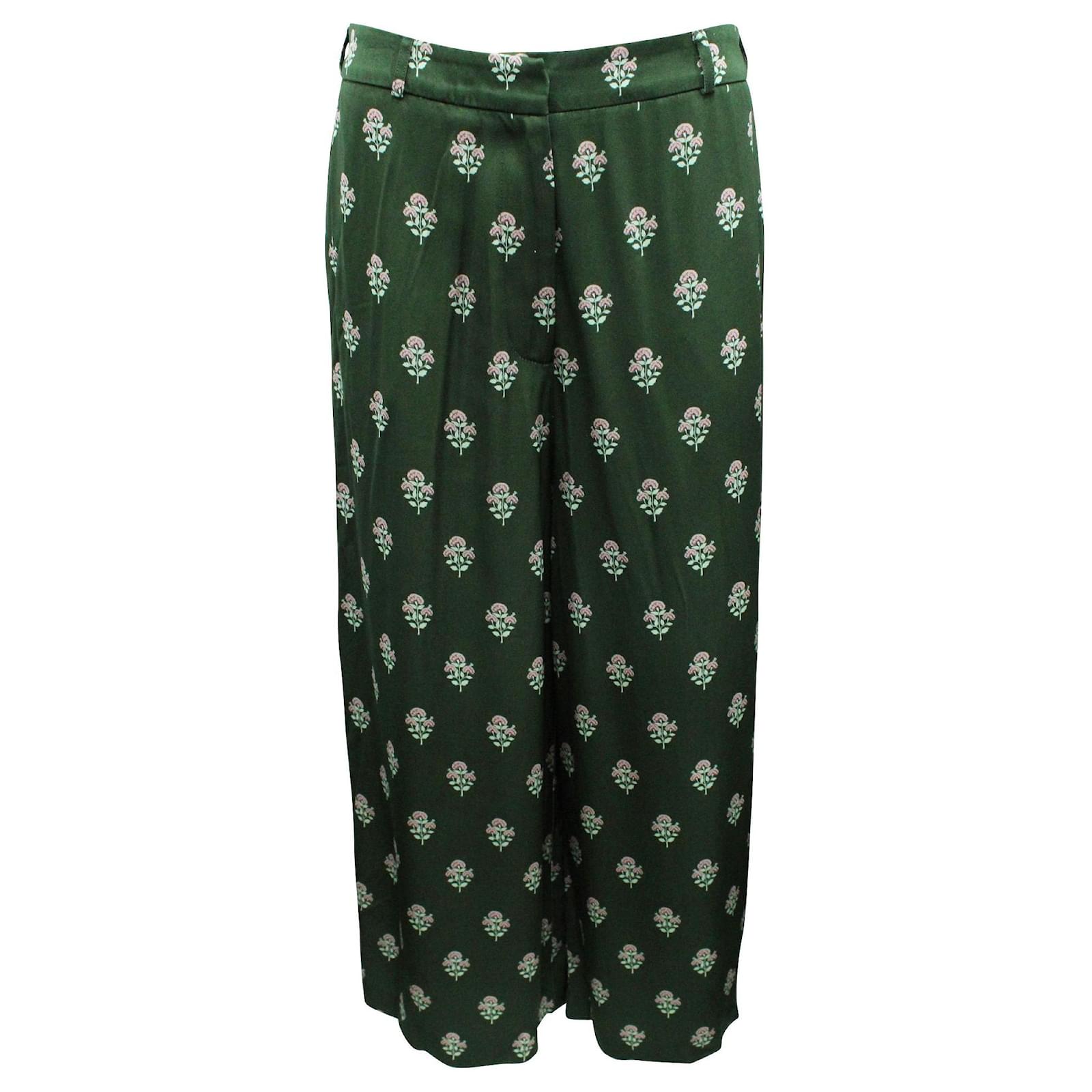 Zimmermann Green Print Wide Leg Pants 
