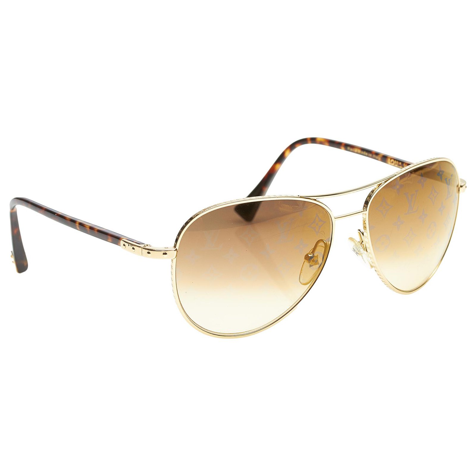 Louis Vuitton Gold Round Tinted Sunglasses Golden Metal Plastic