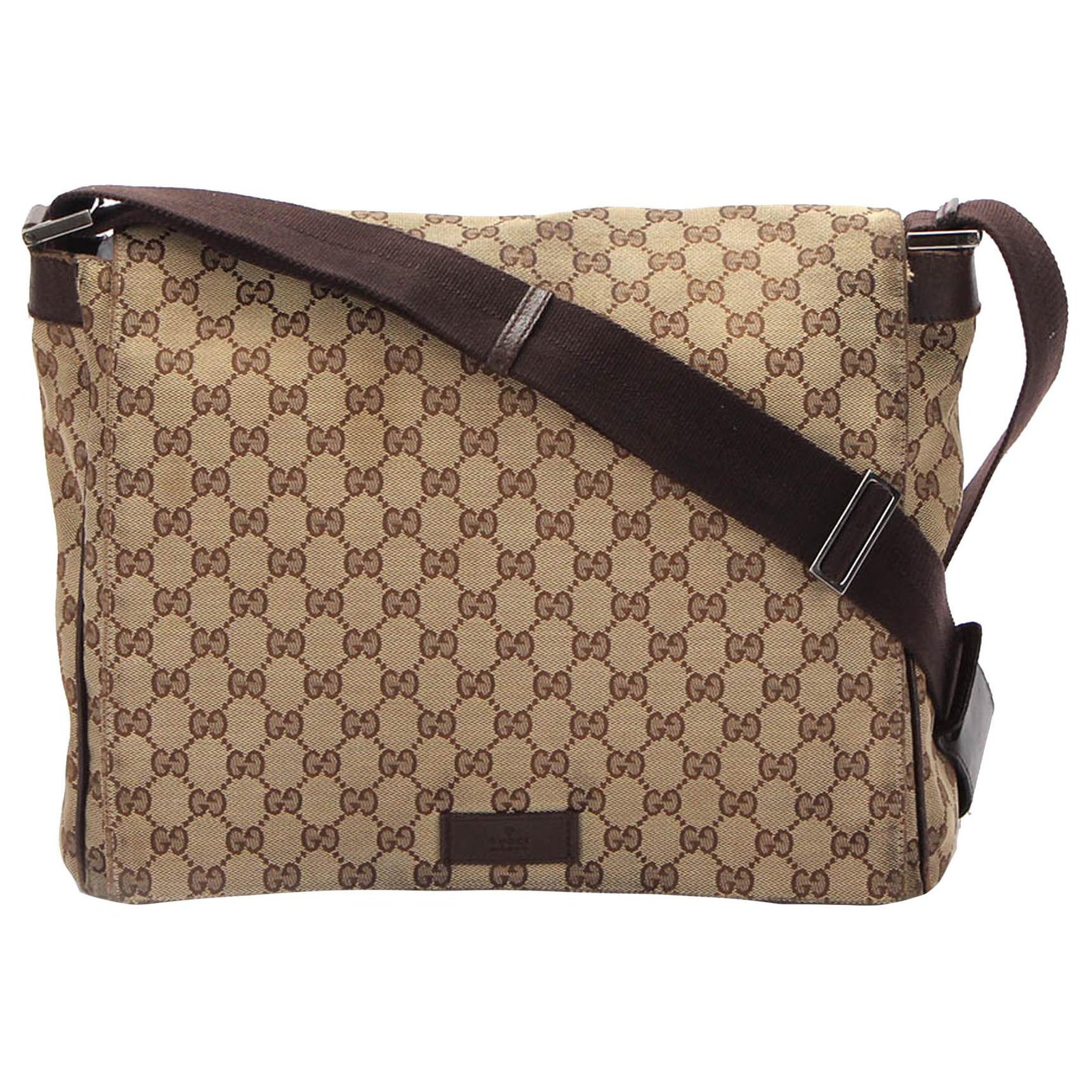 Gucci, Bags, Gucci Messenger Gg Canvas Leather Shoulder Beige Cross Body  Bag
