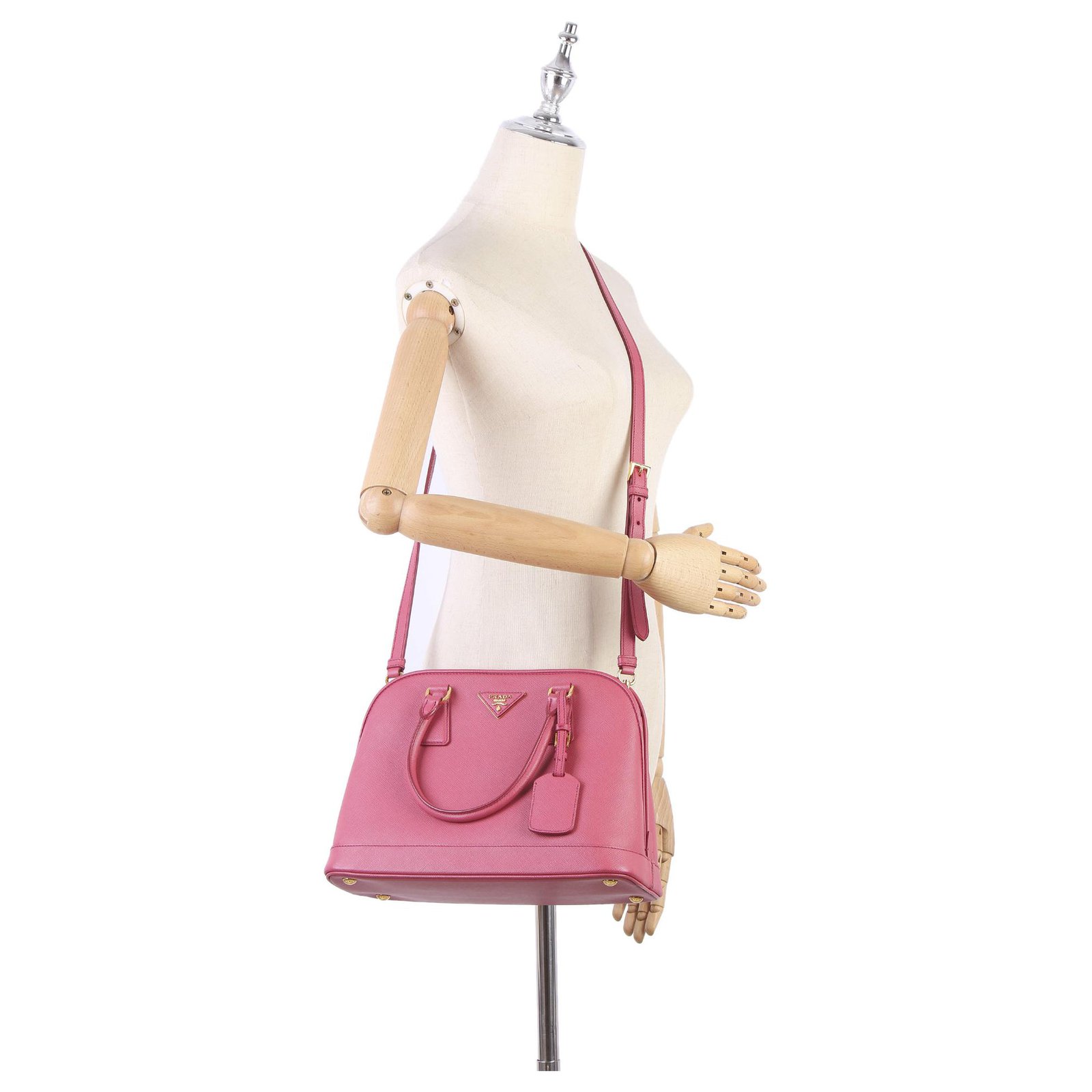 Prada Pink Saffiano Promenade Satchel Leather Pony-style calfskin  ref.304501 - Joli Closet