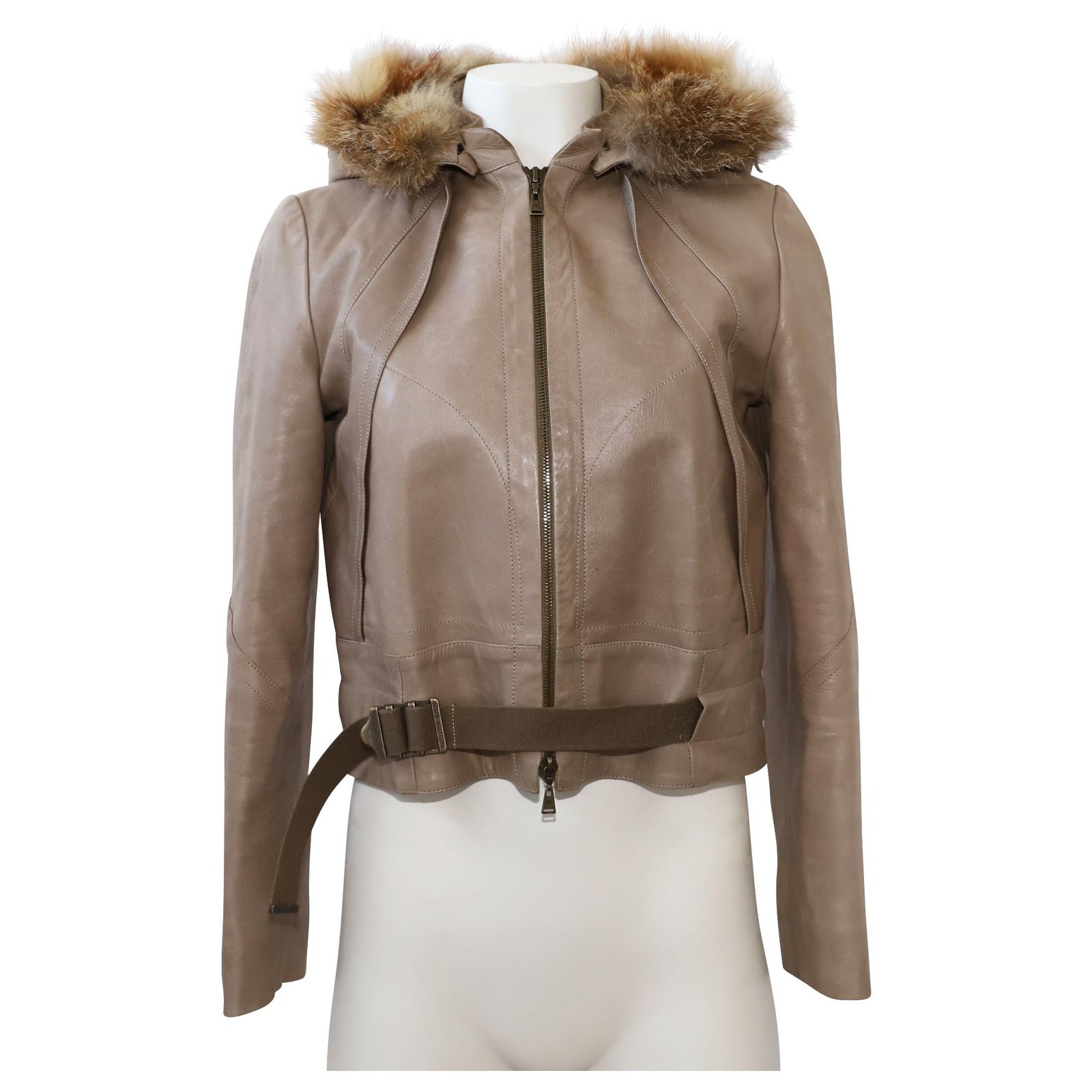 Louis Vuitton Brown Leather Jacket with Fur ref.304584 - Joli Closet