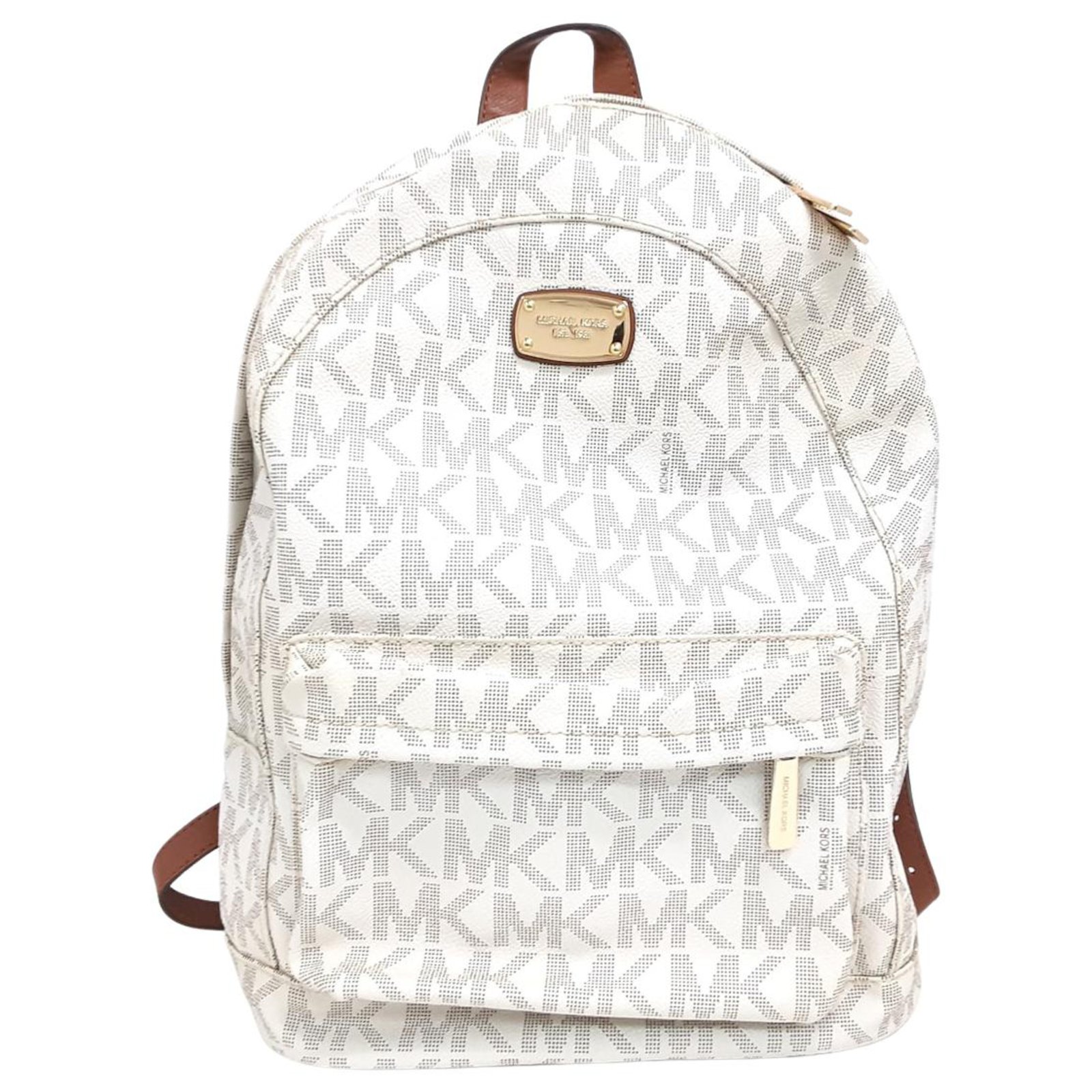 Michael Kors Jaycee Medium Zip Pocket Backpack Bag Mk Logo Brown Powder  Blush | eBay