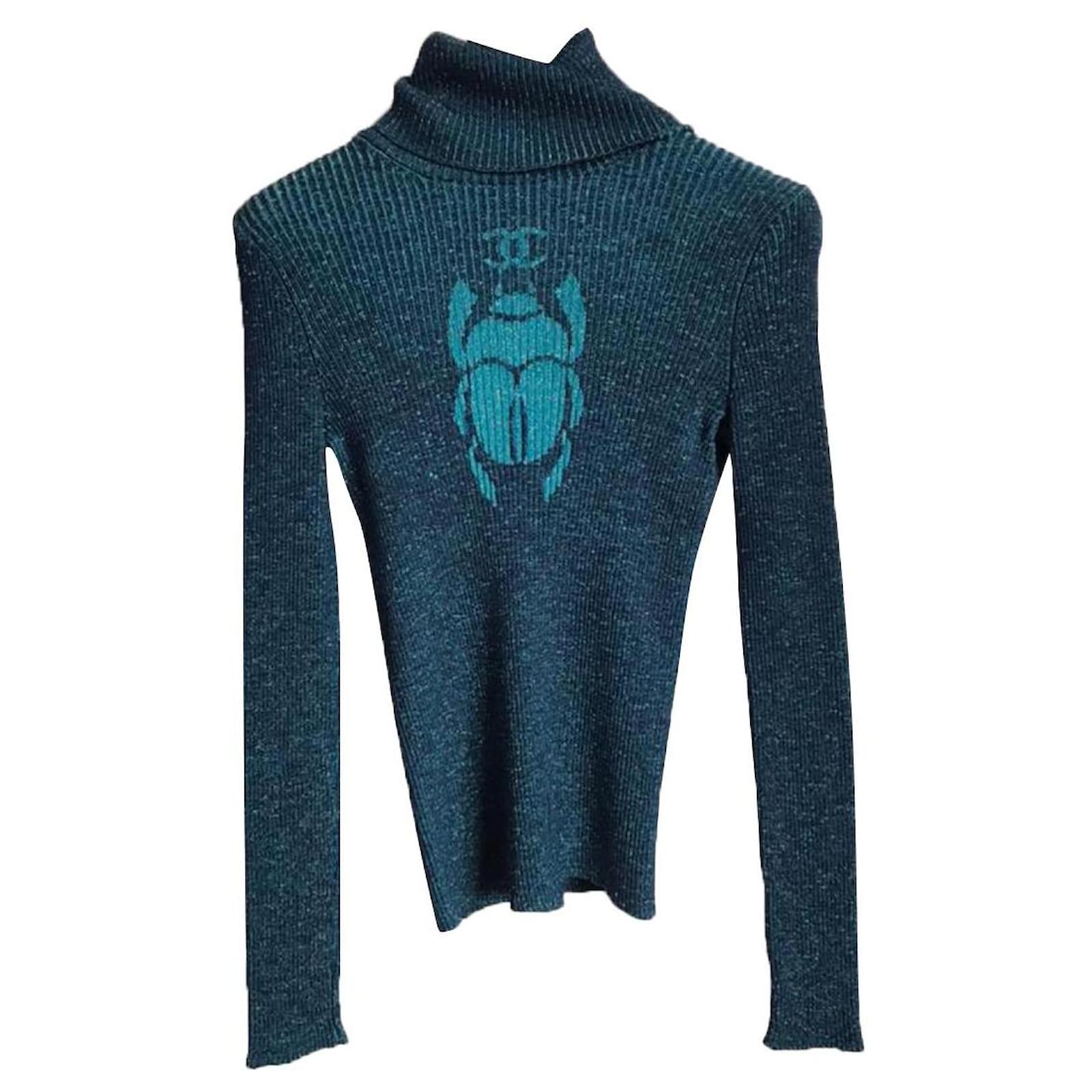 Chanel emerald EGYPT CC Scarab Jumper 