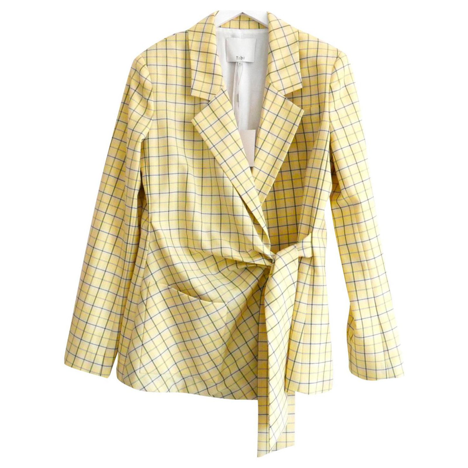 Tibi marvel clearance plaid wrap jacket