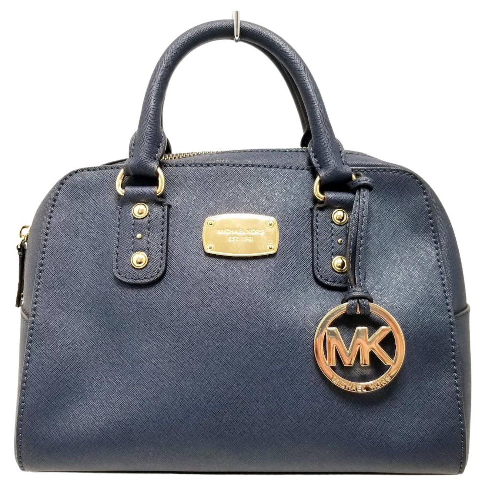 Borsa vintage in vera pelle blu navy Michael Kors borsa da 