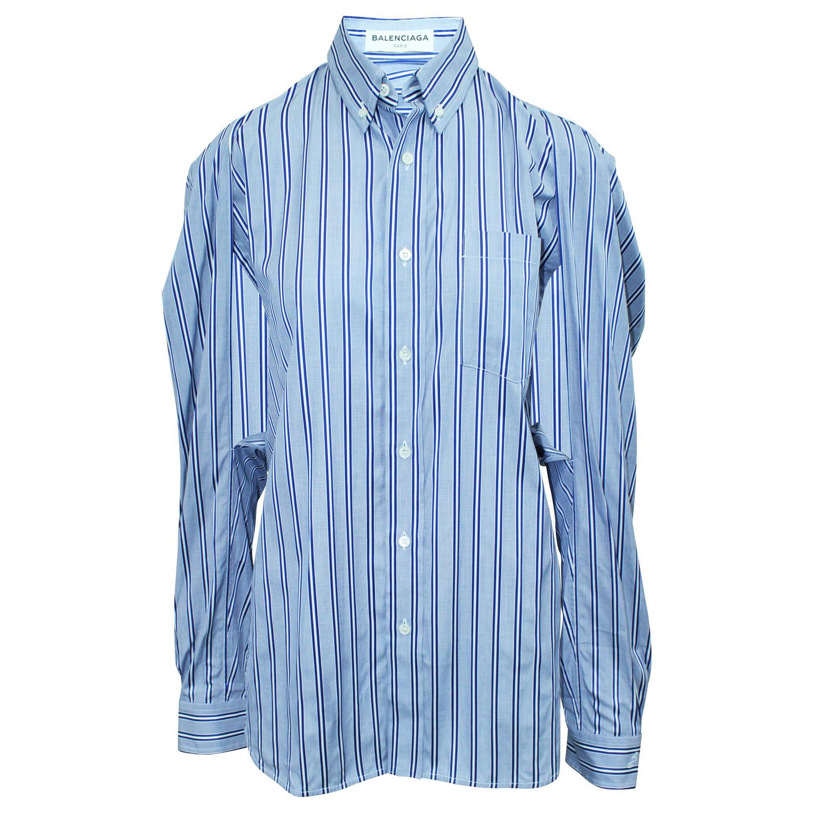 Balenciaga Blue Striped Shirt with Underarm Cutouts Cotton ref.305449 ...