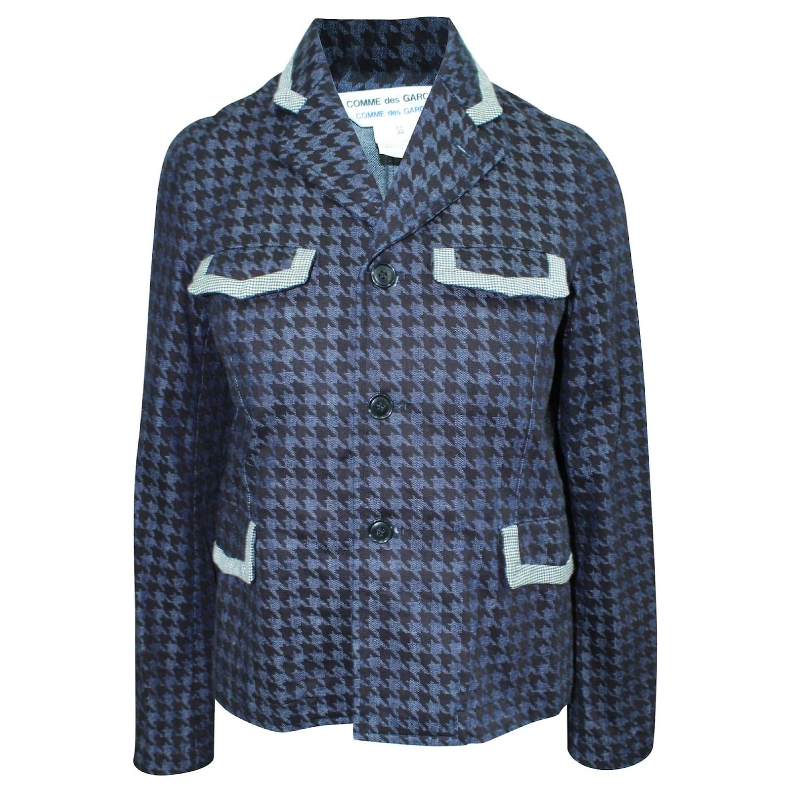 Comme Des Garcons Giacca con motivo pied de poule blu navy Cotone