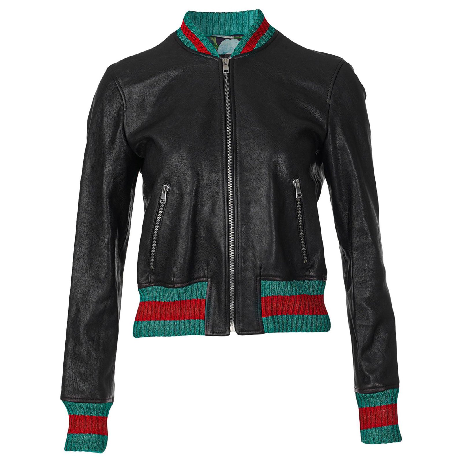 Gucci Chaqueta de cuero con parte superior en espalda Negro ref.305525 - Closet