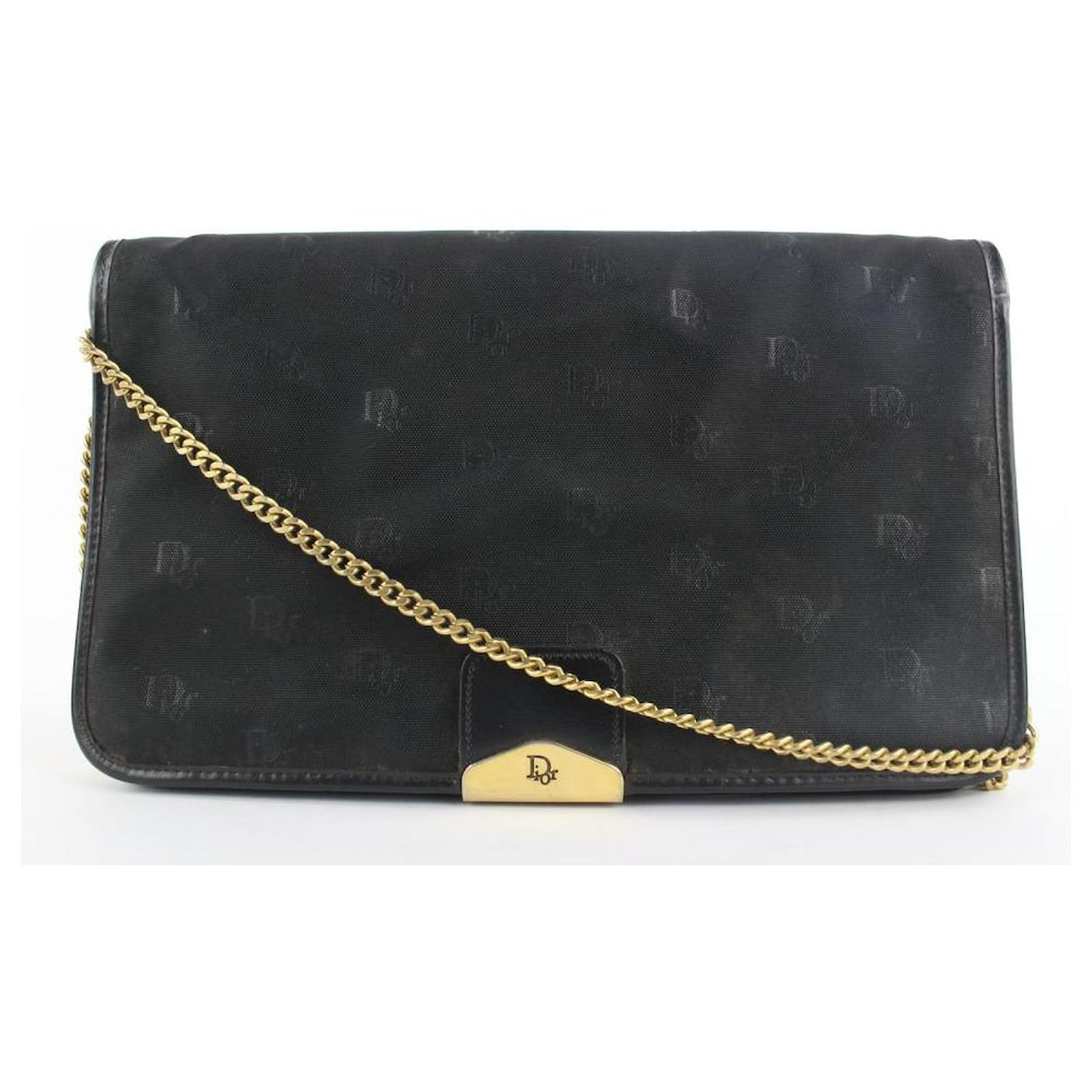 Dior Borsa a tracolla con patta trotter nera con monogramma 6DA525 Pelle  ref.305655 - Joli Closet