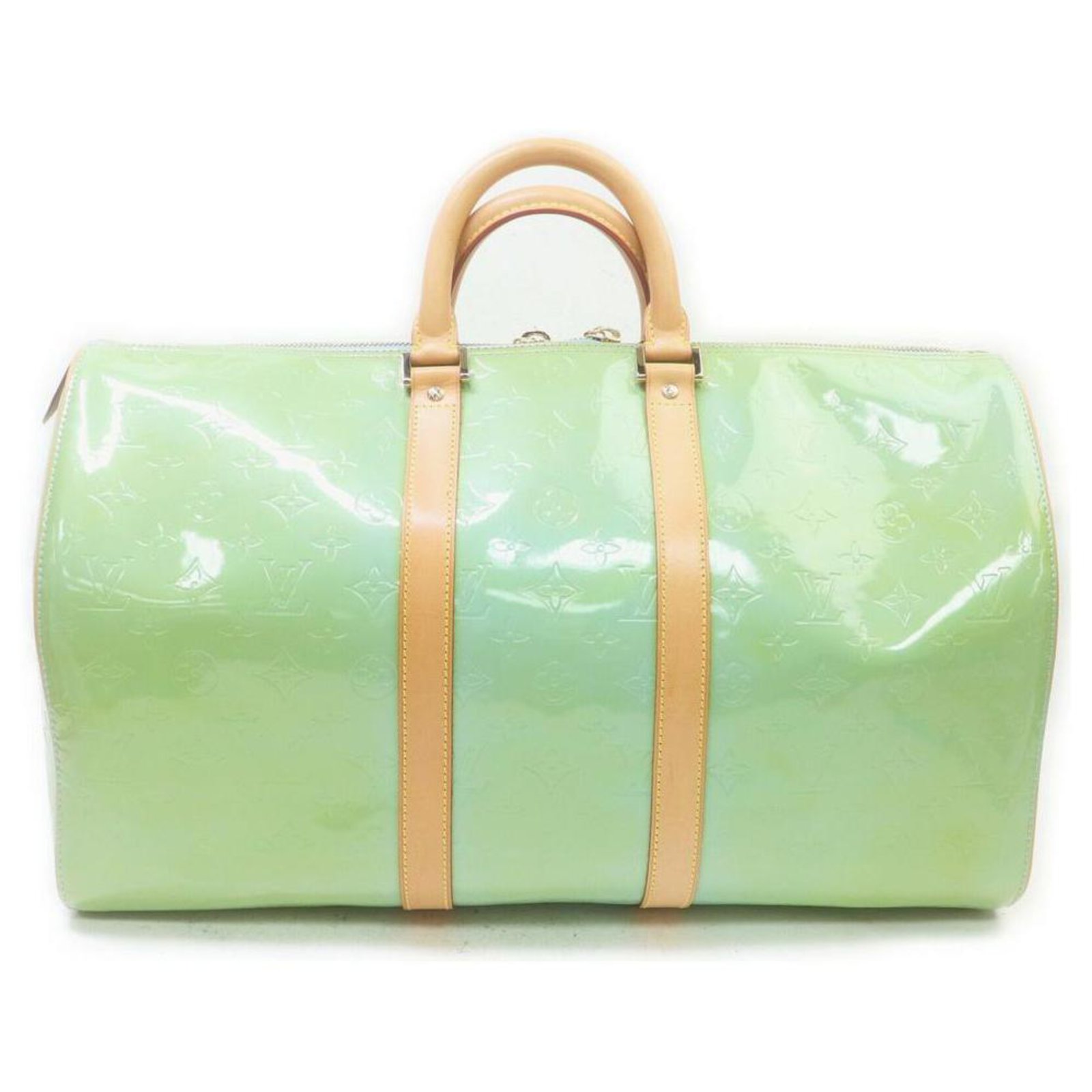 Louis Vuitton Green Monogram Vernis Mercer Keepall Duffle Bag Leather  ref.306181 - Joli Closet