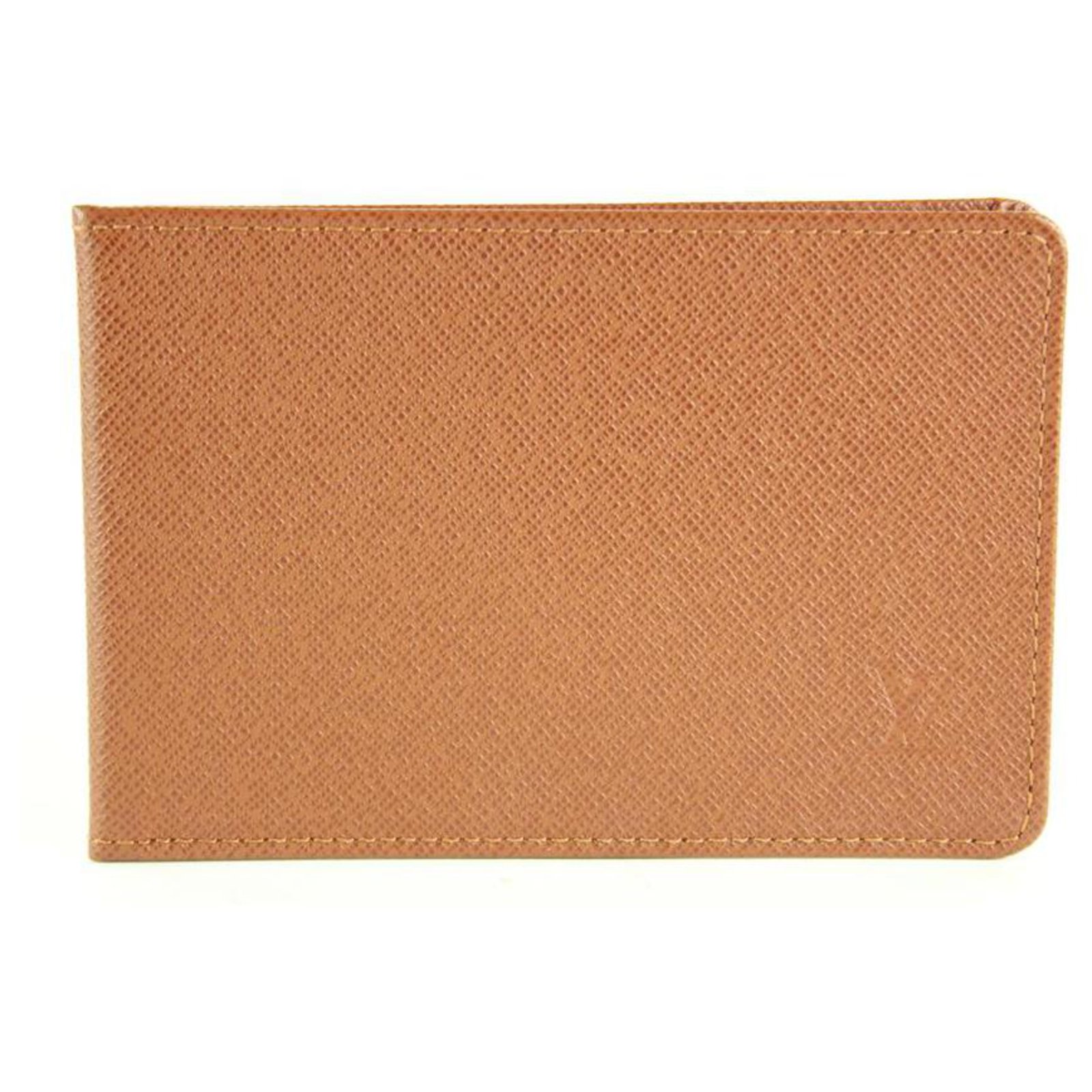 Louis Vuitton Brown Taiga Leather Card Holder ID Wallet Case