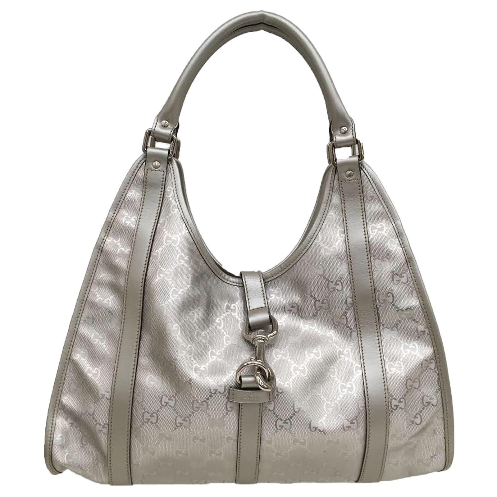 Gucci GG Imprime Jackie Shoulder Bag Silvery Leather Plastic Pony-style calfskin ref.306238 - Joli Closet