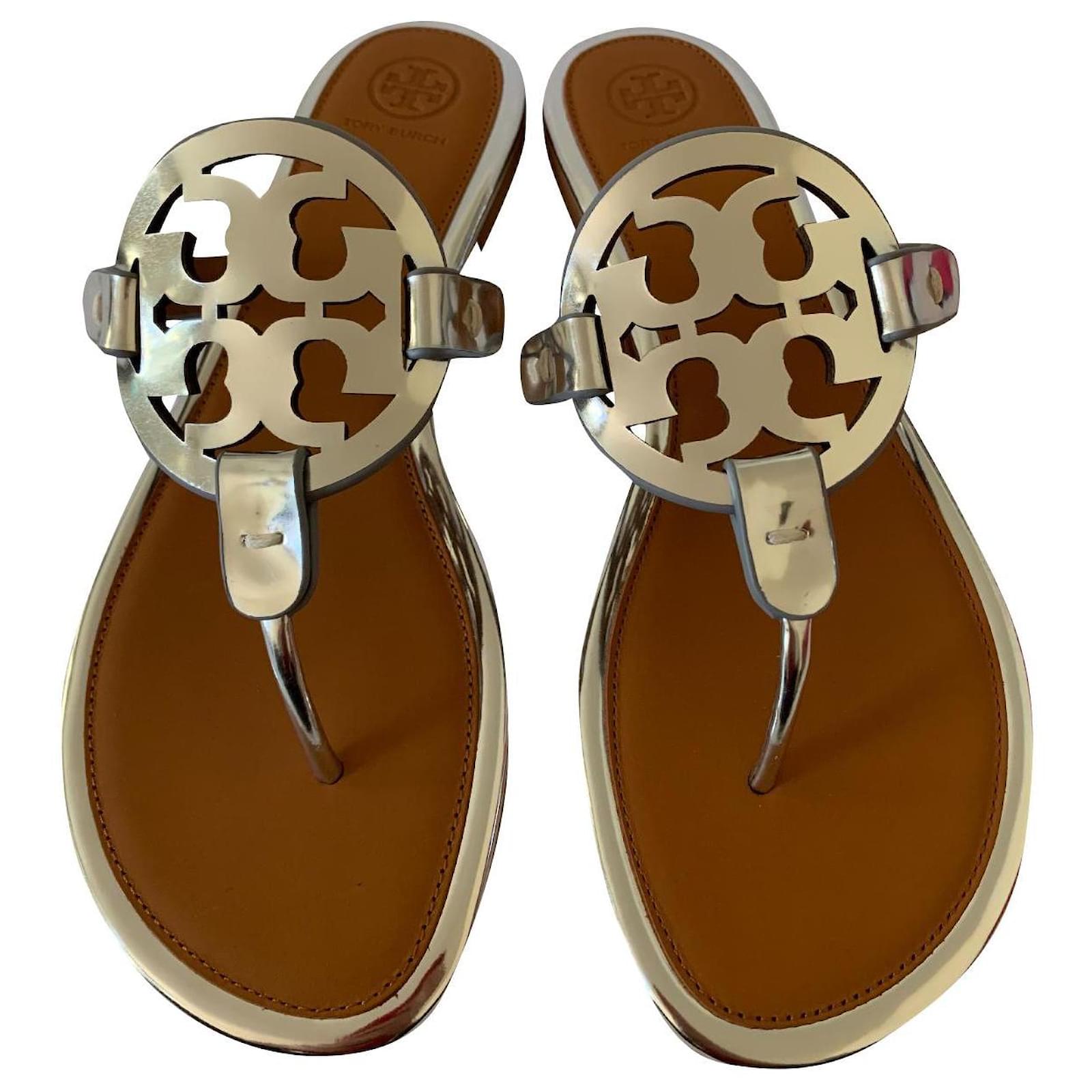 Tory Burch Silver Mirror Leather Flats Flats Leather Silvery Ref 306554 Joli Closet