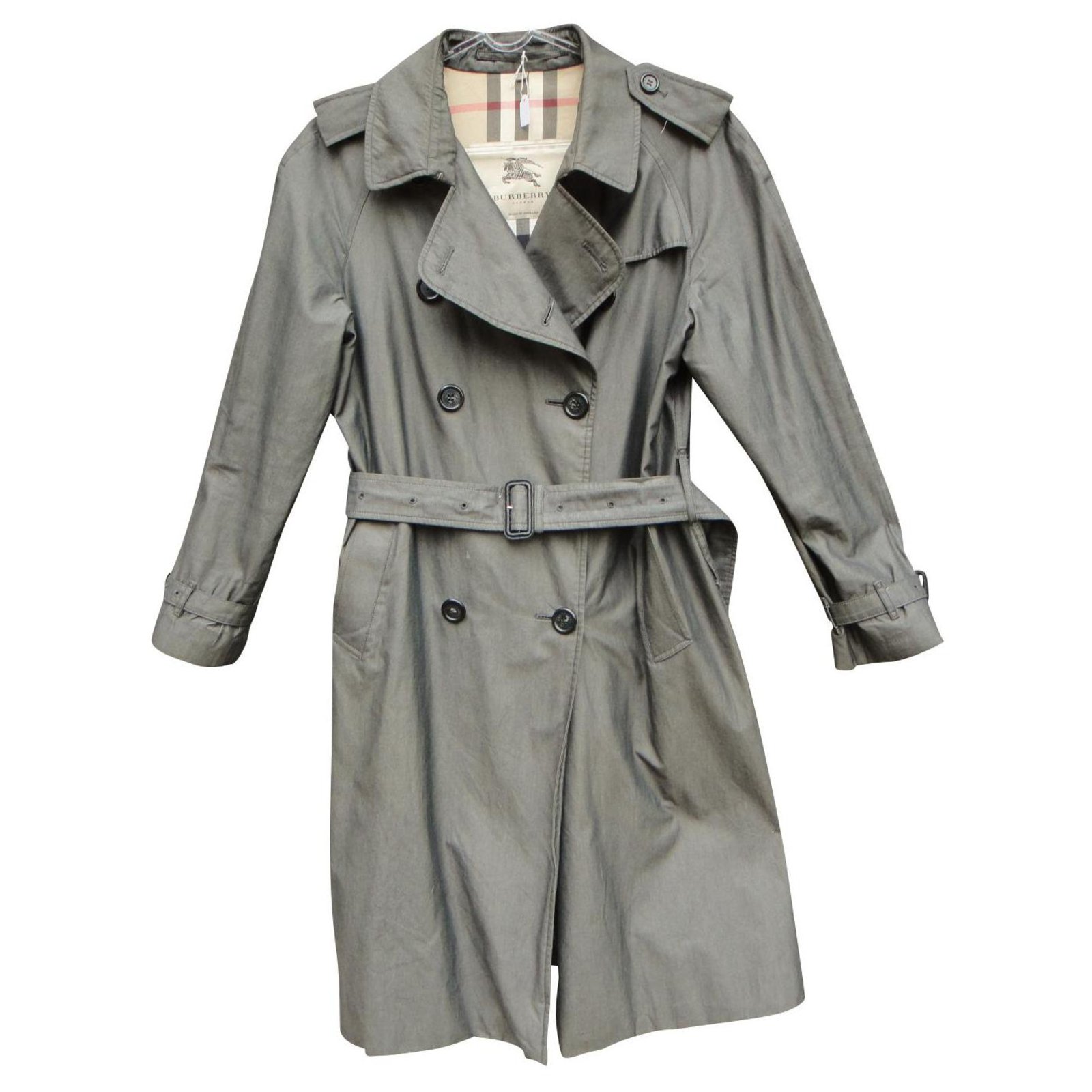 Burberry women's trench coat 42 Grey Cotton  - Joli Closet