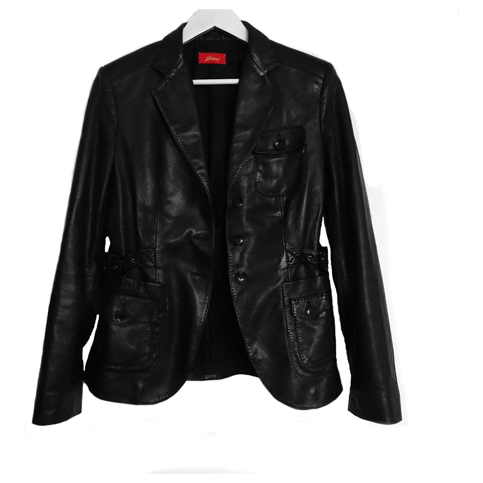CHAQUETA DE PIEL DE CORDERO BRIONI Negro ref.306706 - Joli Closet