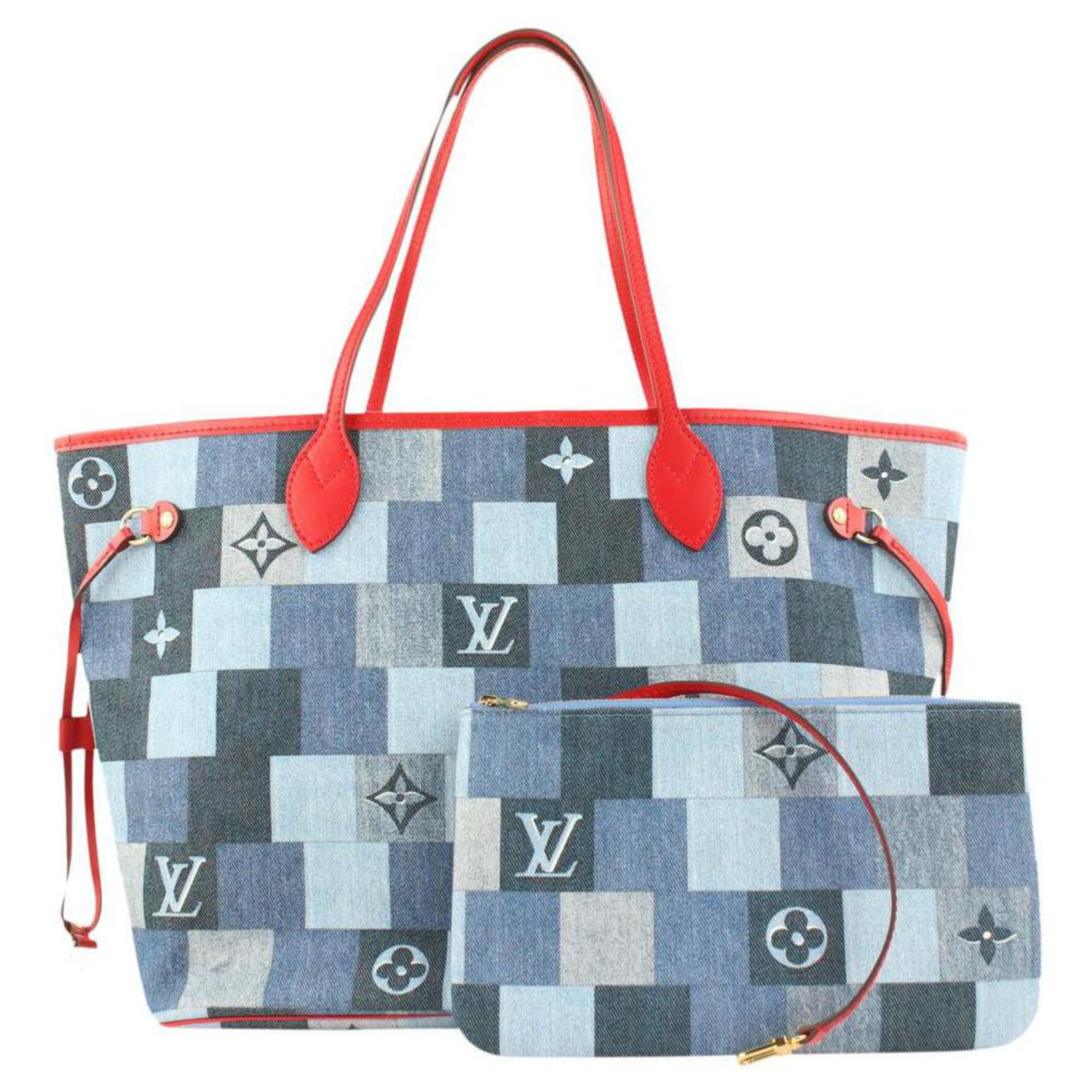 Louis Vuitton Blue Monogram Denim Patchwork Pouchy Bag Louis