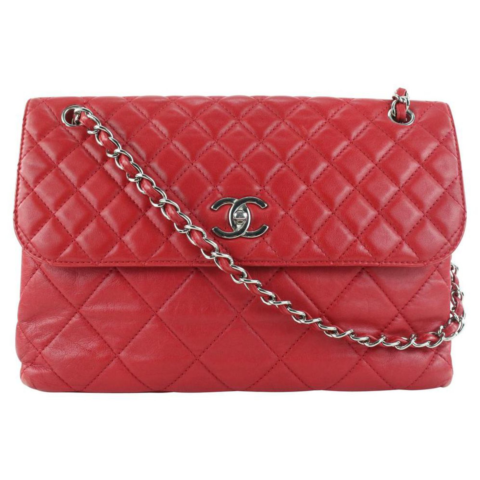 red chanel bag with silver chain