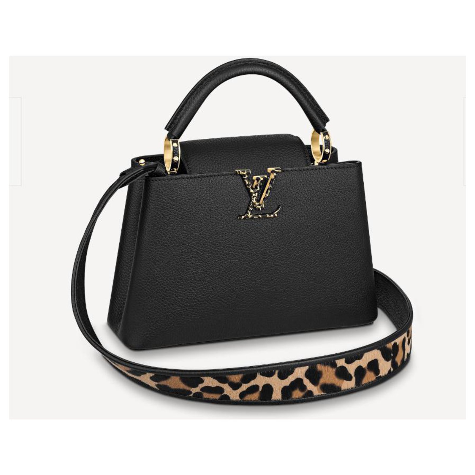 Louis Vuitton LV Capucines BB leopard Black Leather ref.308287 - Joli Closet