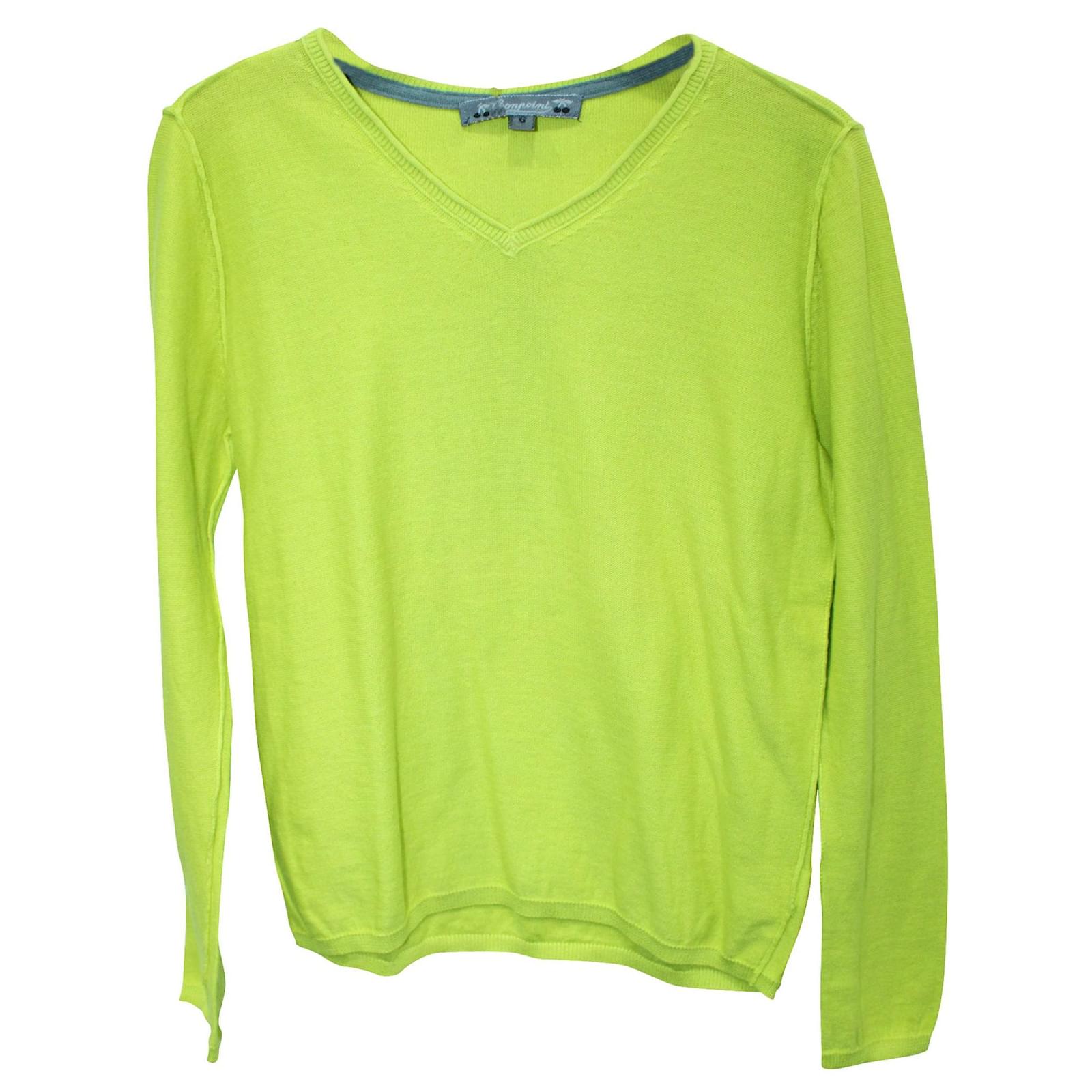 HOT V Neck Neon Green Jumper Mens Bonpoint Neon Green V
