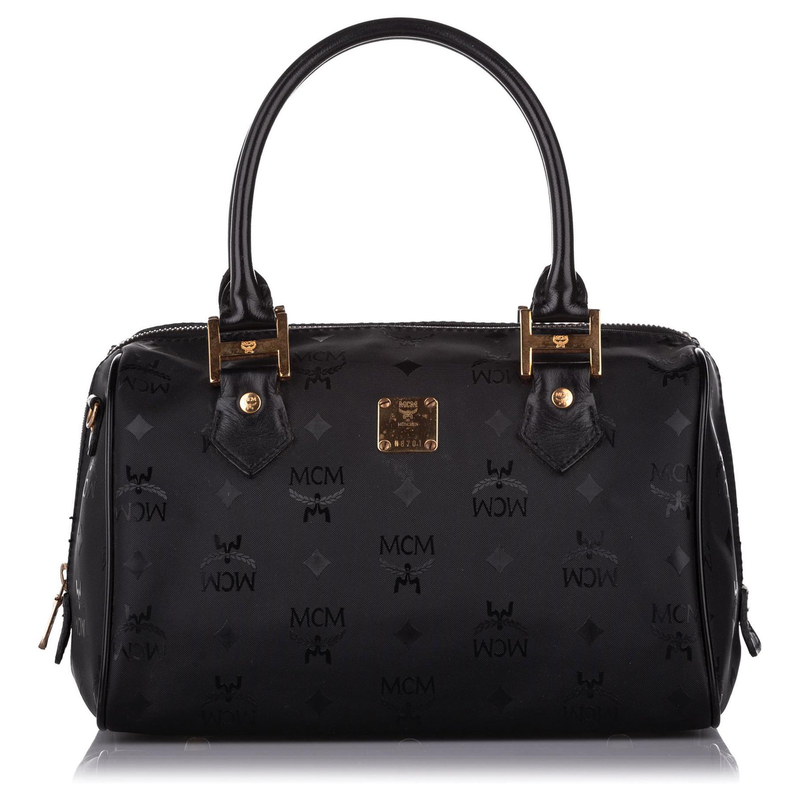 Black MCM Visetos Nylon Handbag Bag