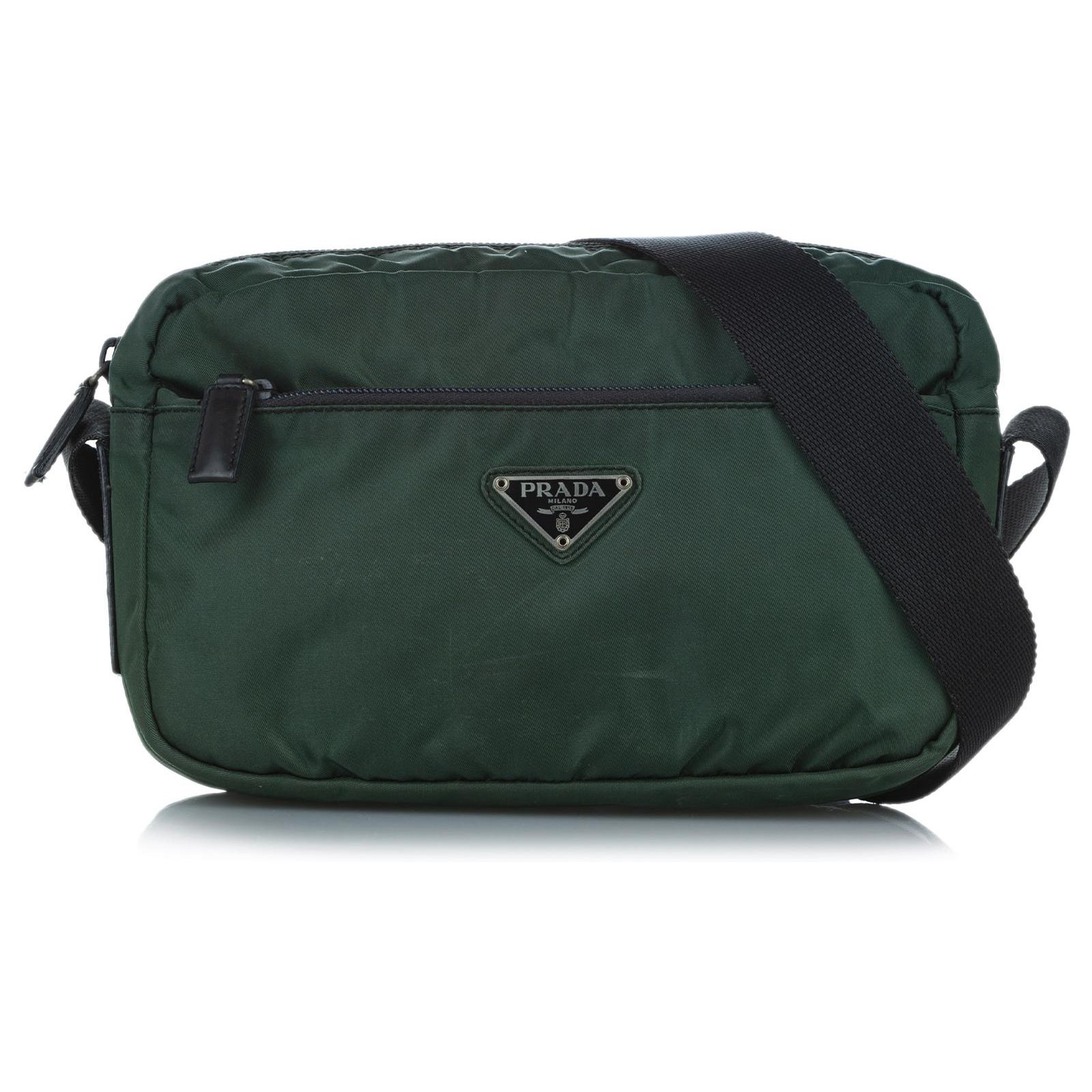 Prada Green Tessuto Crossbody Bag Black Dark green Nylon Cloth  -  Joli Closet