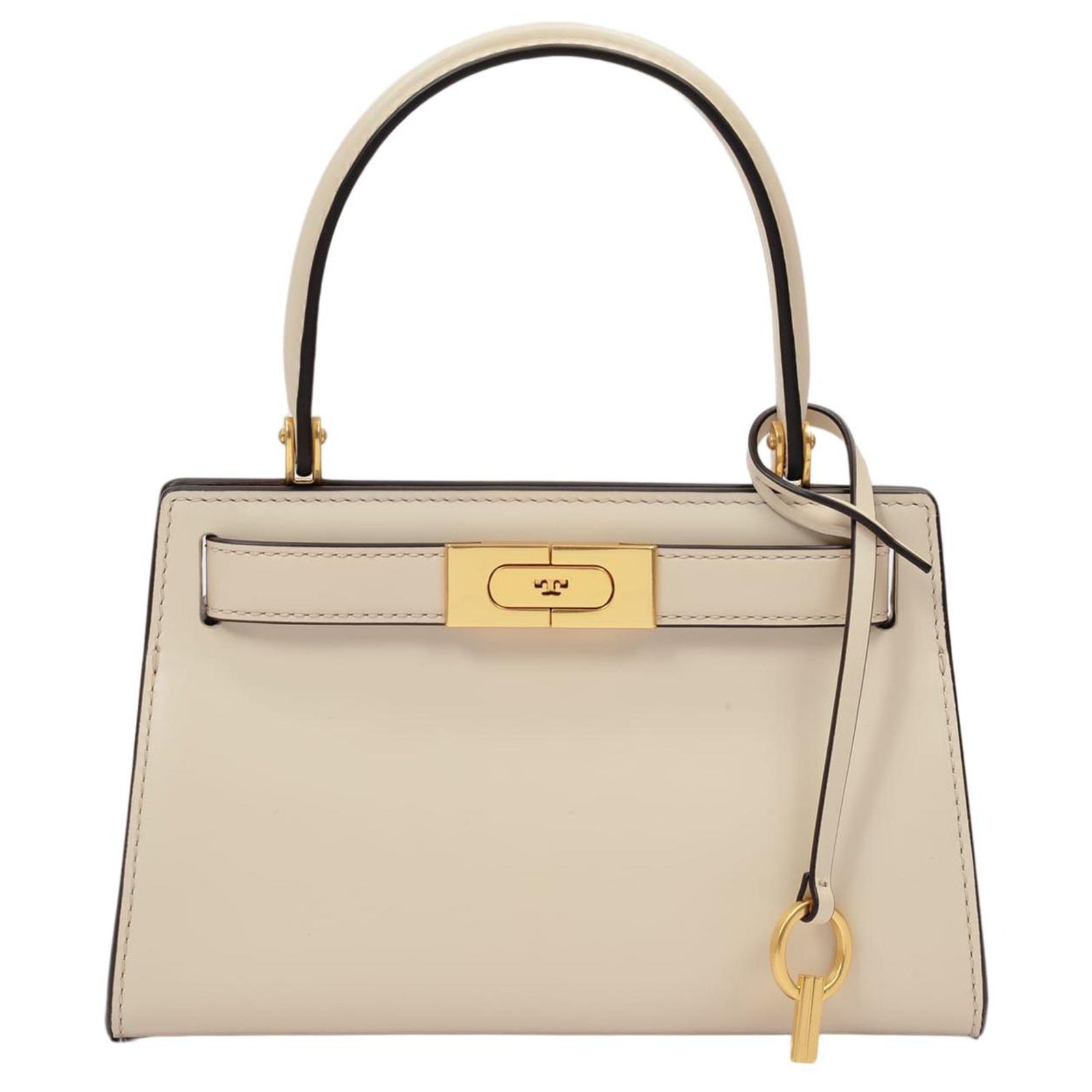 Tory Burch Small Lee Radziwill Leather Double Bag in New Cream