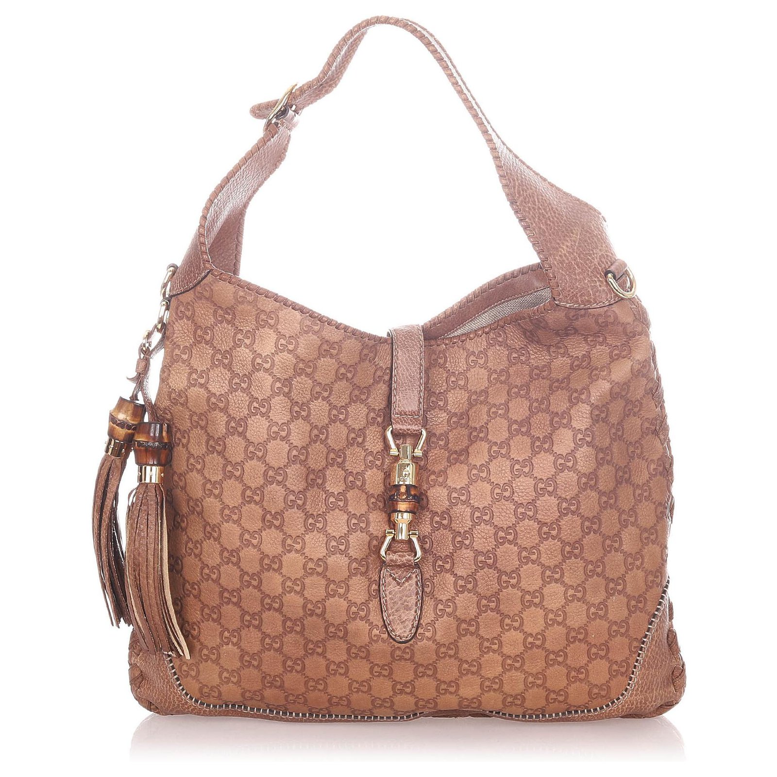 Gucci Vintage Bamboo Leather Shoulder Bag - Neutrals Shoulder Bags, Handbags  - GUC1236011