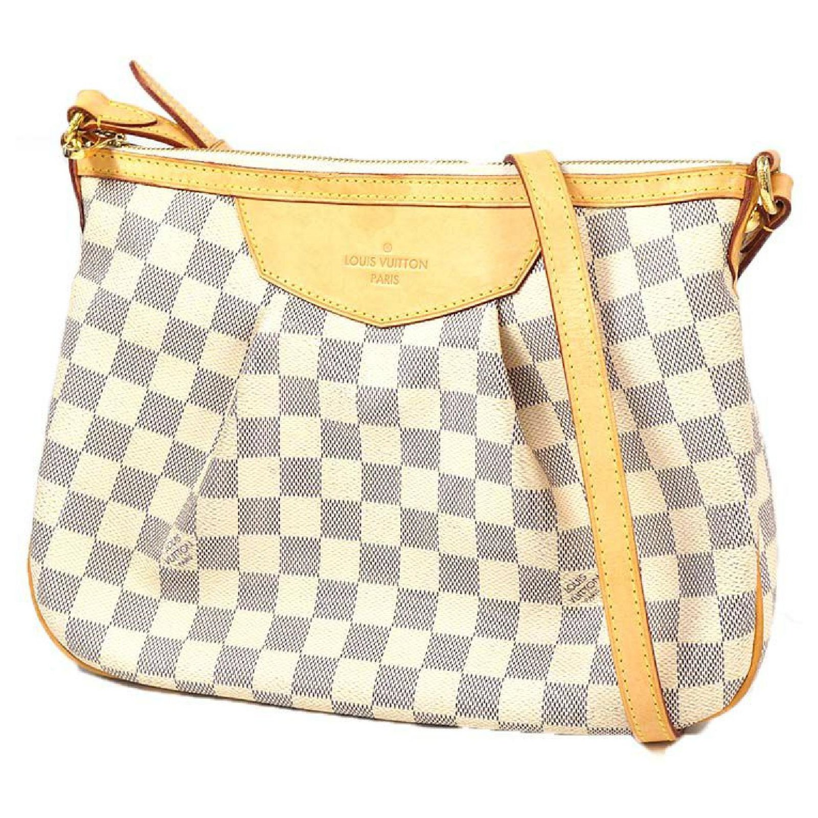 White Louis Vuitton Damier Azur Siracusa PM Crossbody Bag