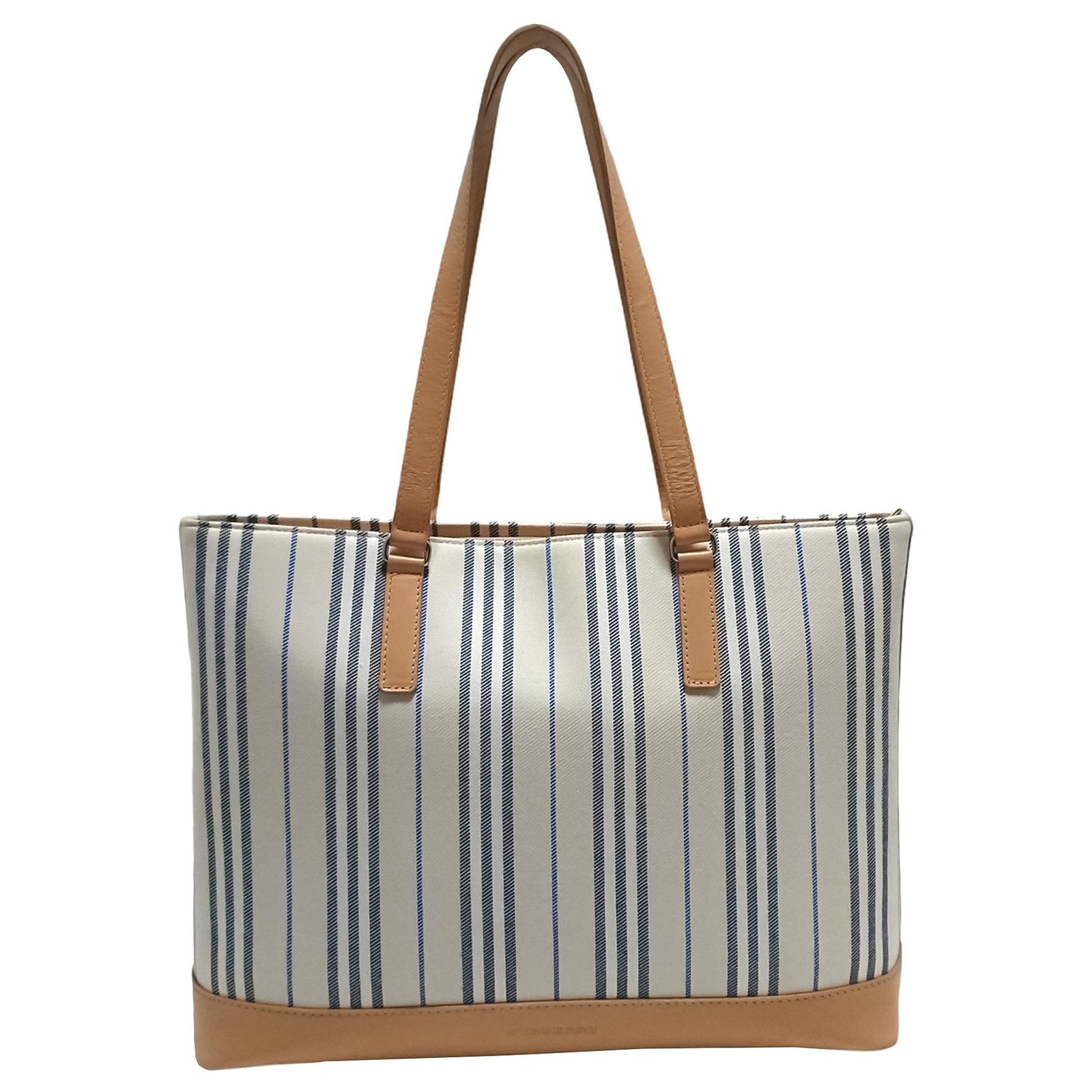 Burberry White Stripes Canvas Tote Bag Multiple colors Leather Cloth ...