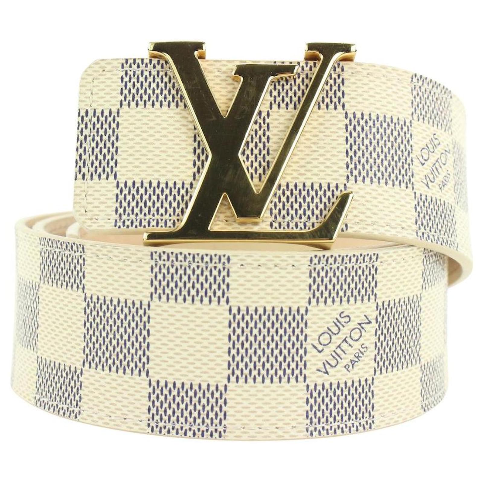 Louis Vuitton 80/32 Iniziali LV 40Cintura in tela MM Damier Azur ref.310469  - Joli Closet
