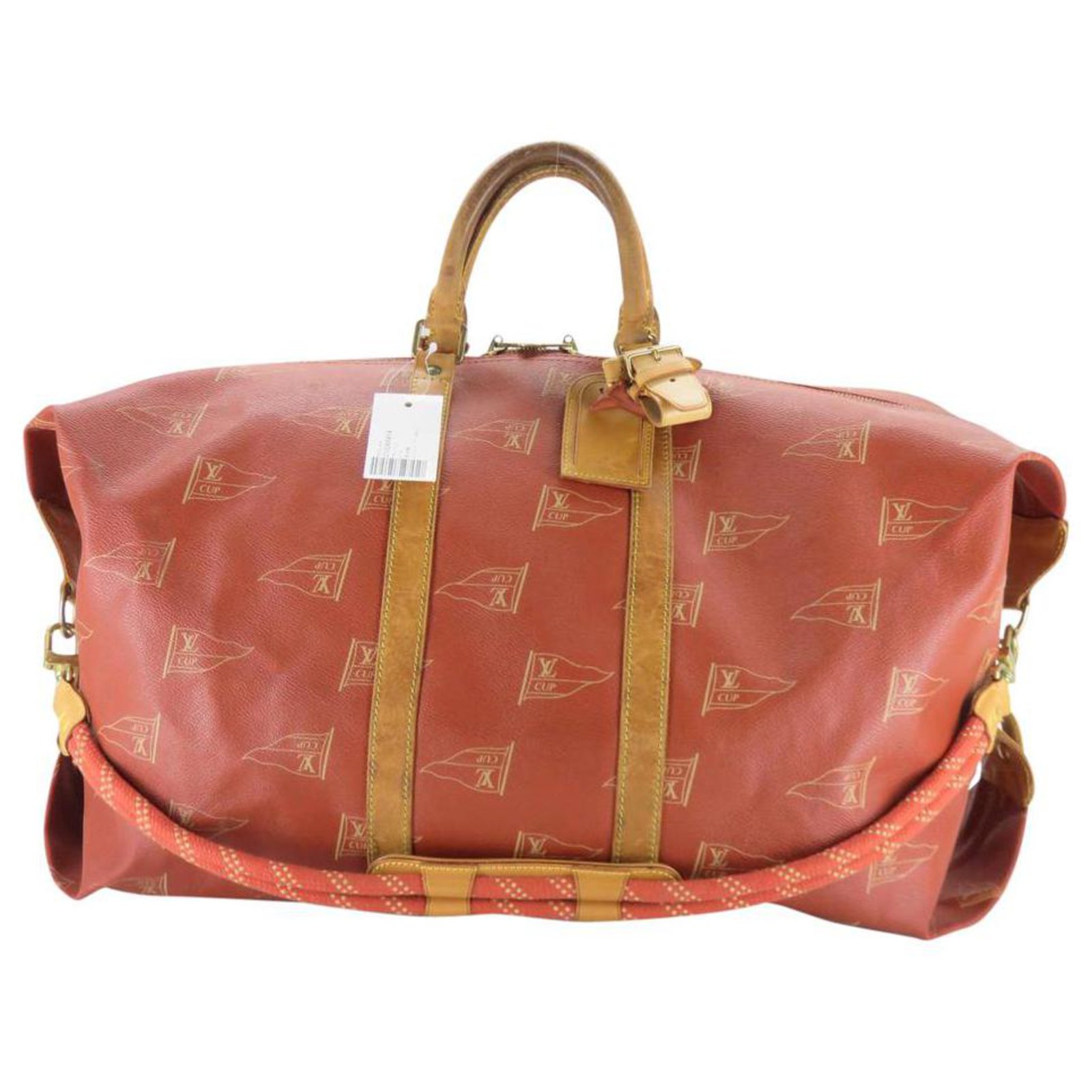 Louis Vuitton 1995 LV Cup Red Sac Marin Keepall Bandouliere Duffle Strap Bag  Leather Rope ref.310670 - Joli Closet