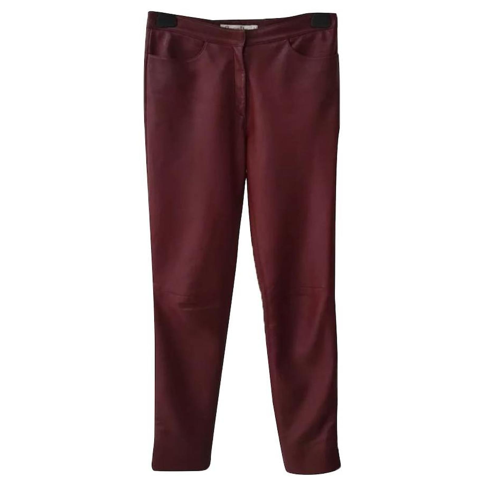 Christian Dior Pantaloni skinny in pelle bordeaux Leggings Sz.36 ref.310909  - Joli Closet