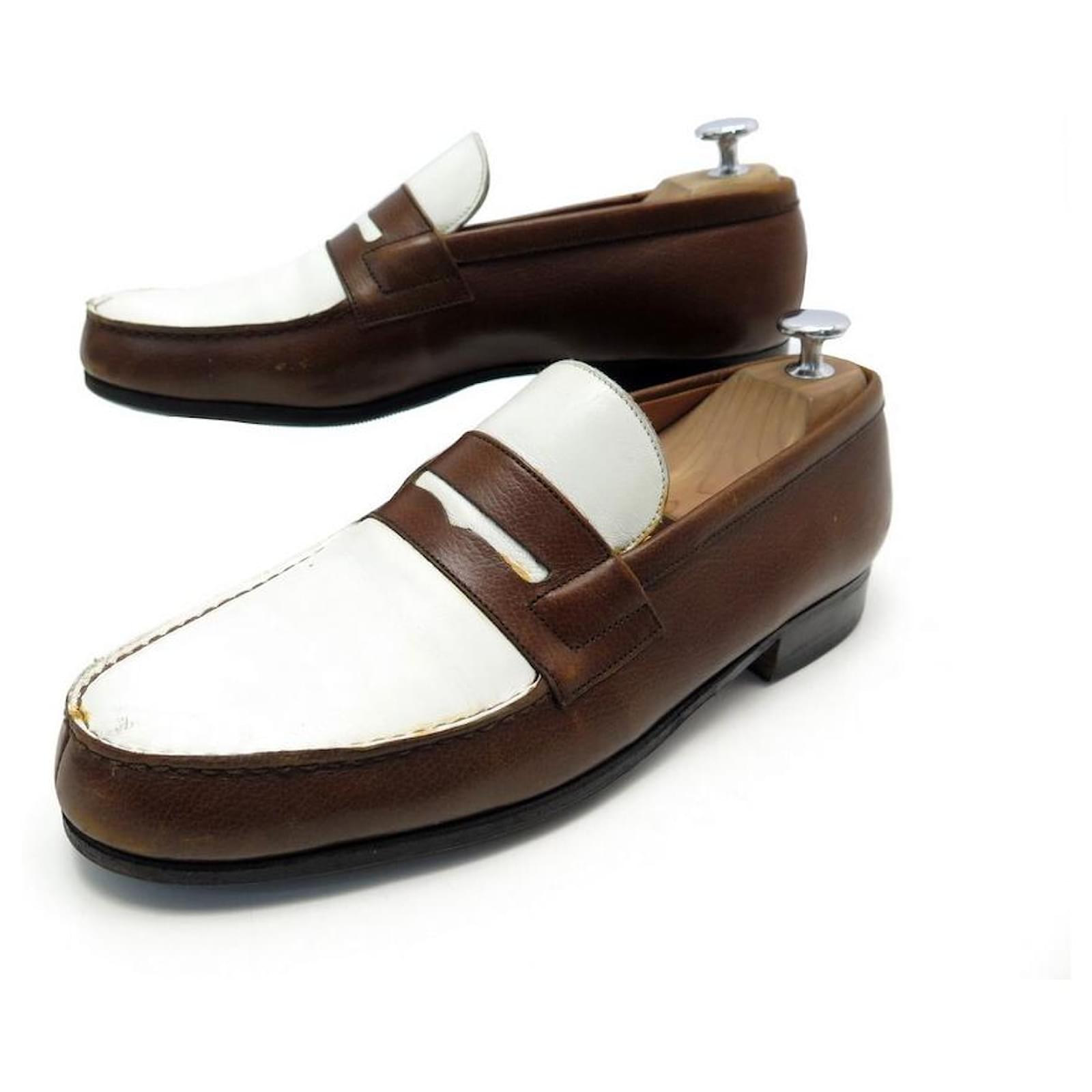 JM WESTON LOAFERS 182 6.5b 40 40.5 FINE TWO-TONE LEATHER SHOES ref