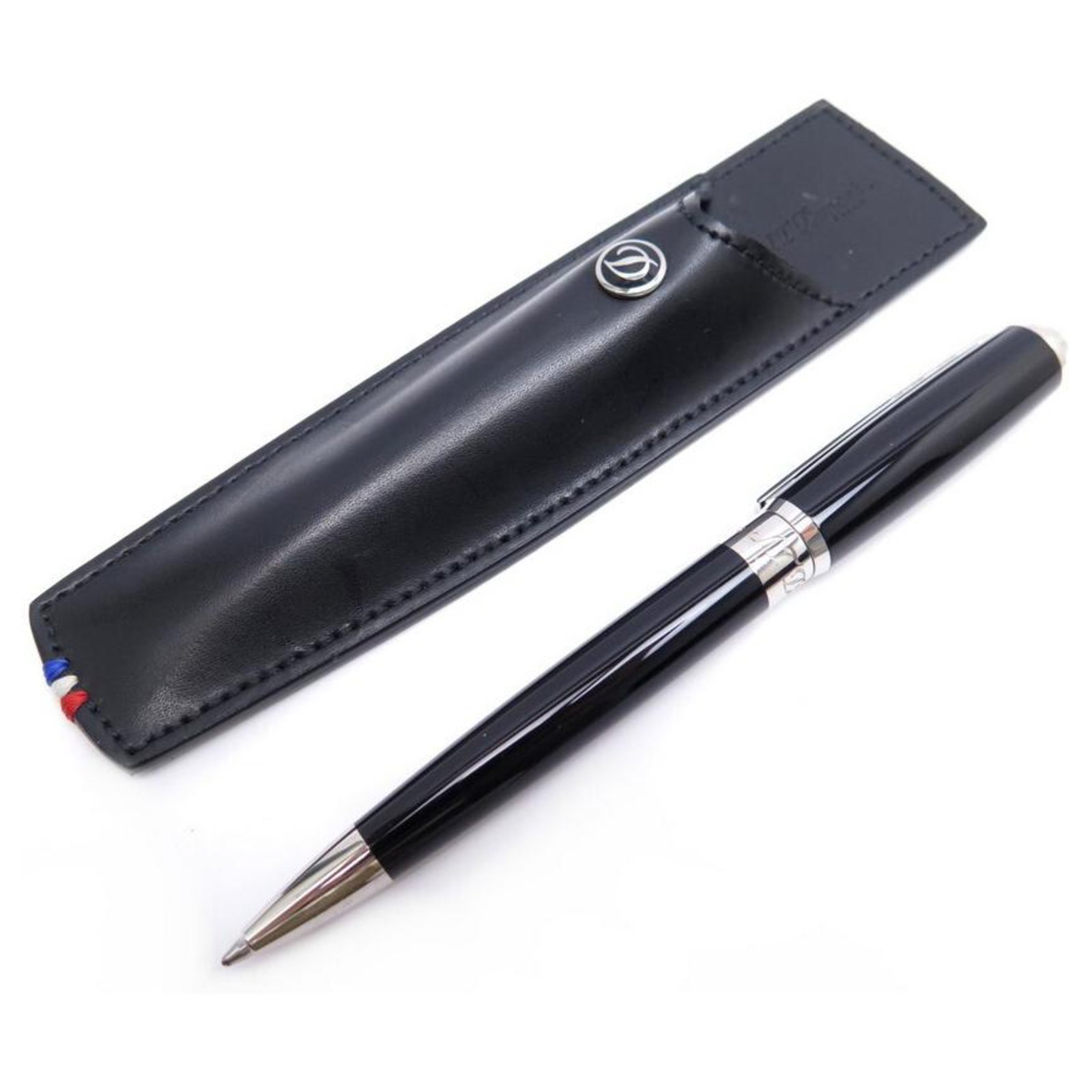 Line D black leather pencil case