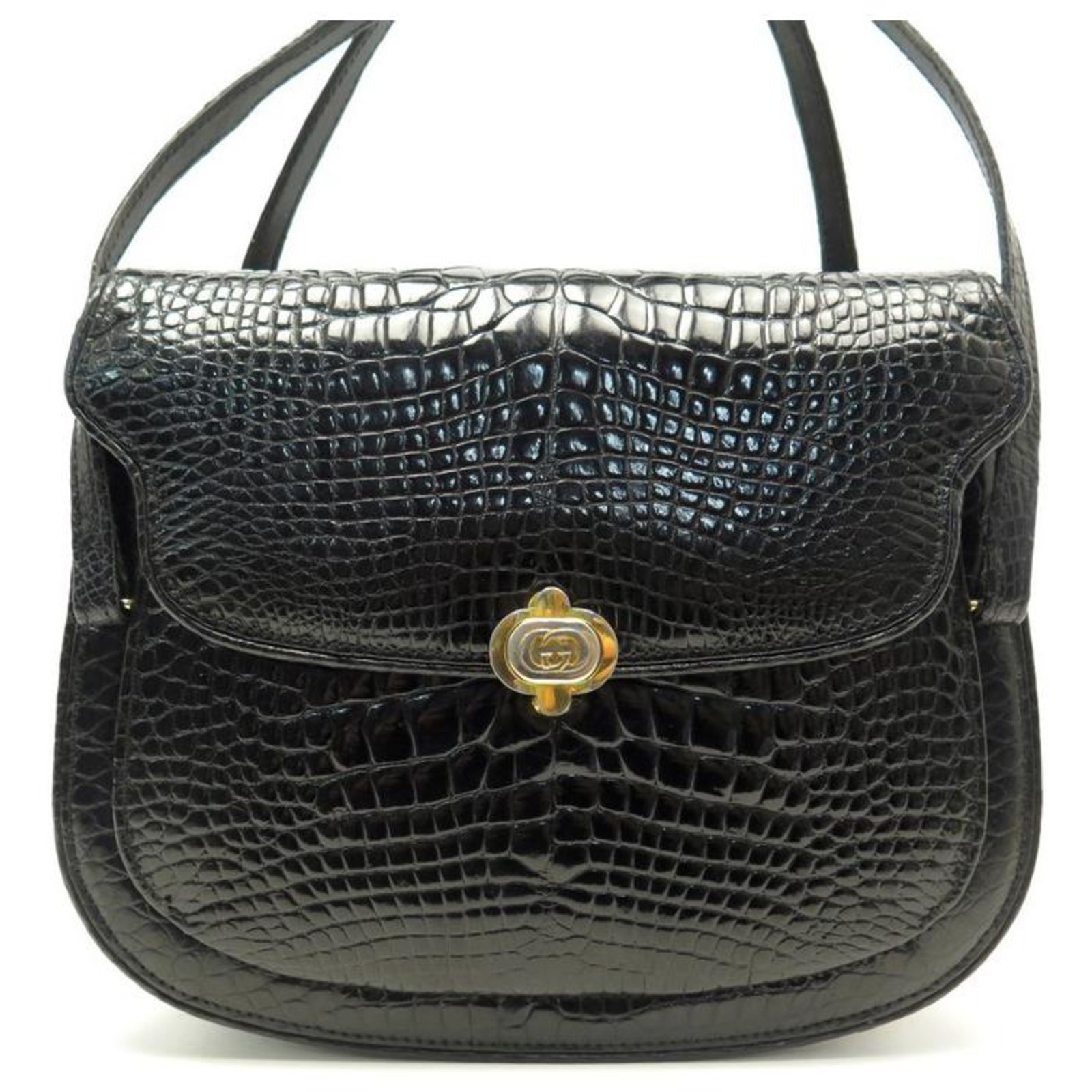 1973 crocodile handbag Gucci Black in Crocodile - 29994110